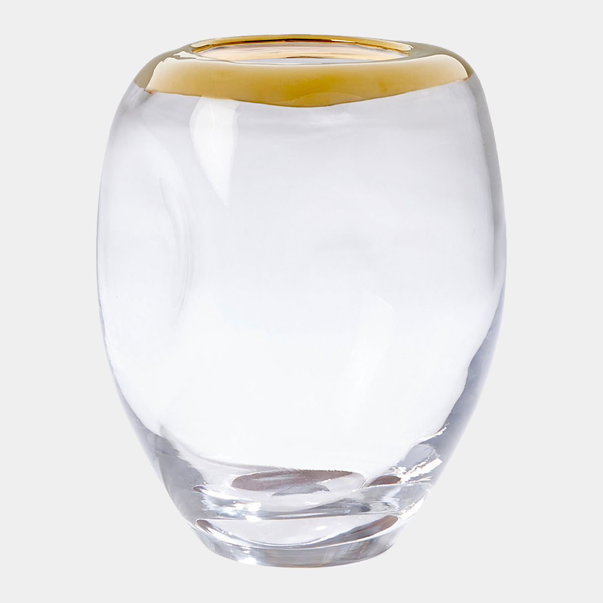 Harper Organic Formed Vase-Gold Rim-Med