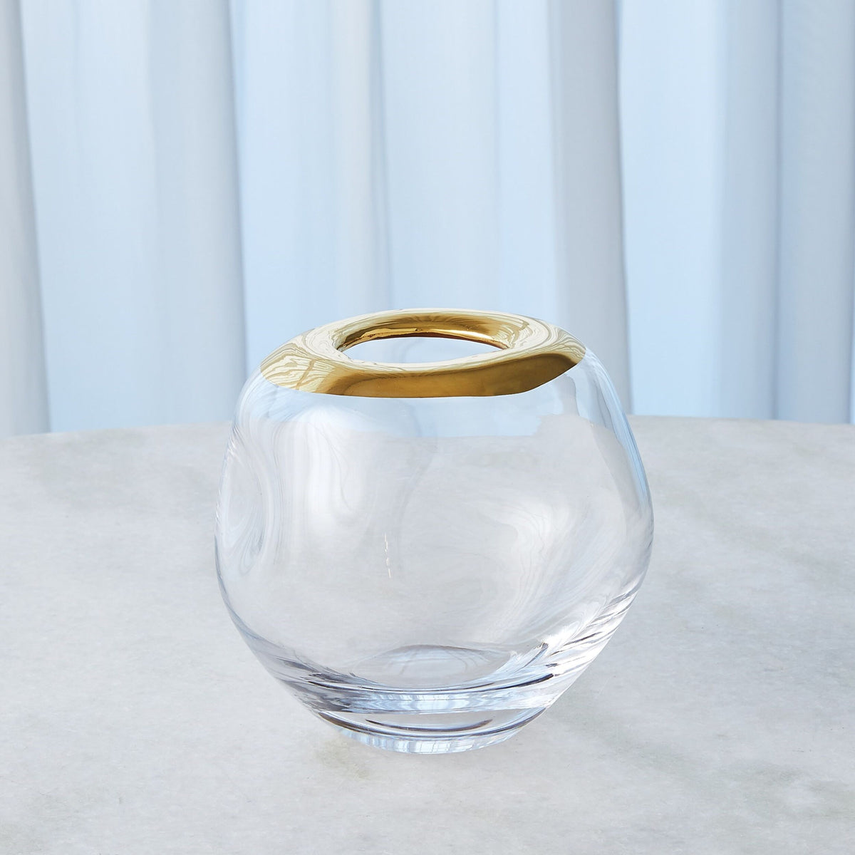Harper Organic Formed Vase-Gold Rim-Sm