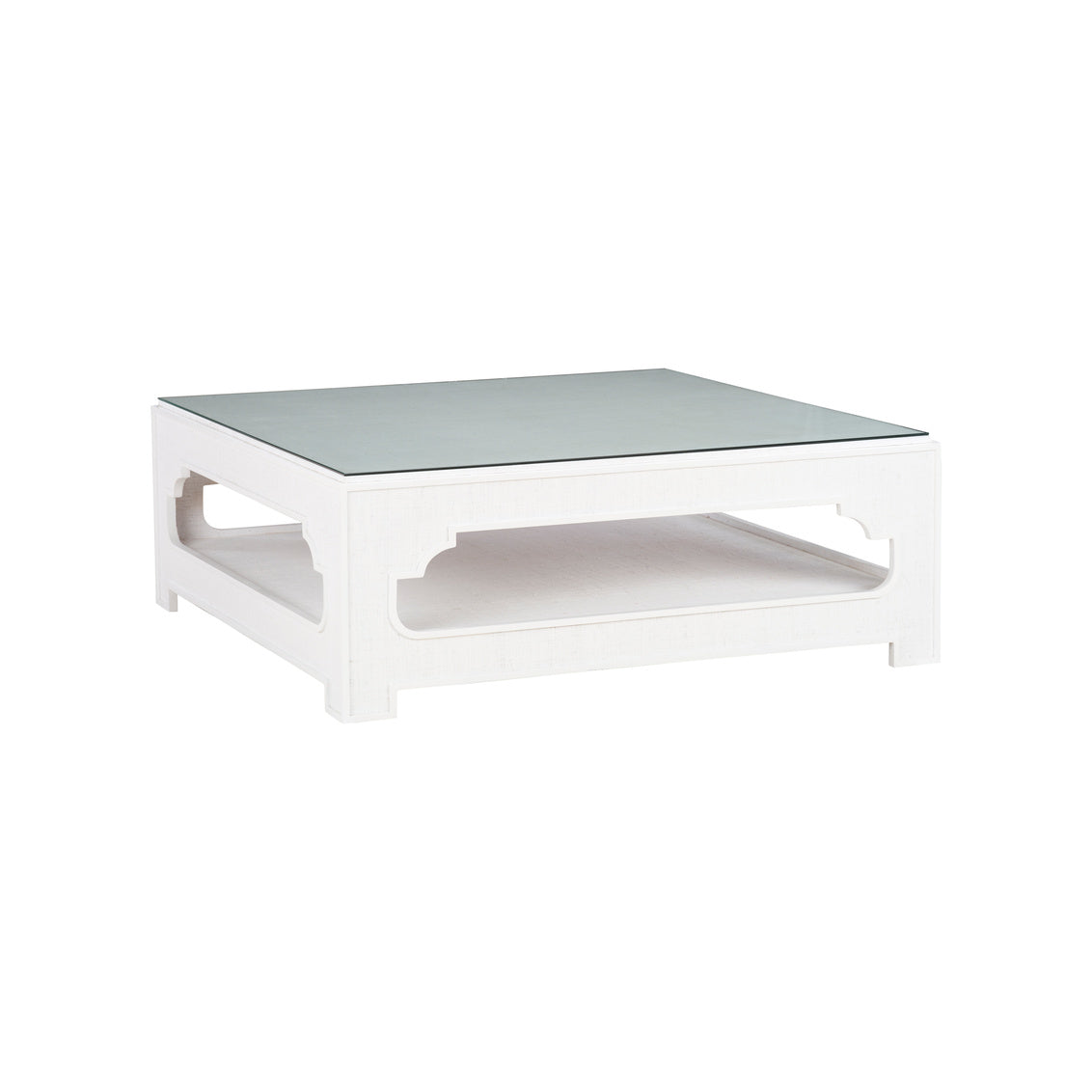 Yangon Coffee Table - White in White/Clear / Raffia - Chelsea House