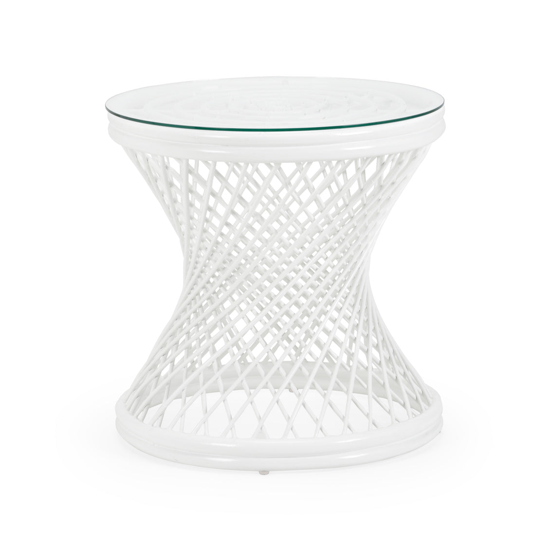 Rattan Side Table - White in 24.5 / Rattan - Chelsea House