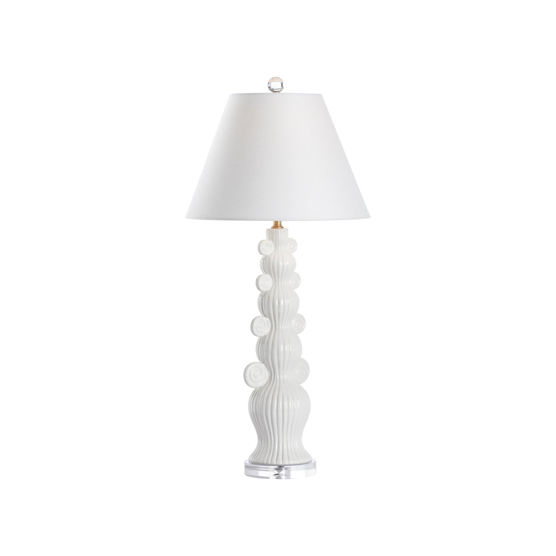 Swirl Handle Lamp - White in White Glaze / Ceramic/Porcelain - Chelsea House