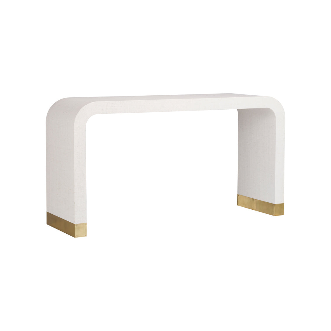 Waterfall Console - White in White/Antique Brass / Raffia - Chelsea House