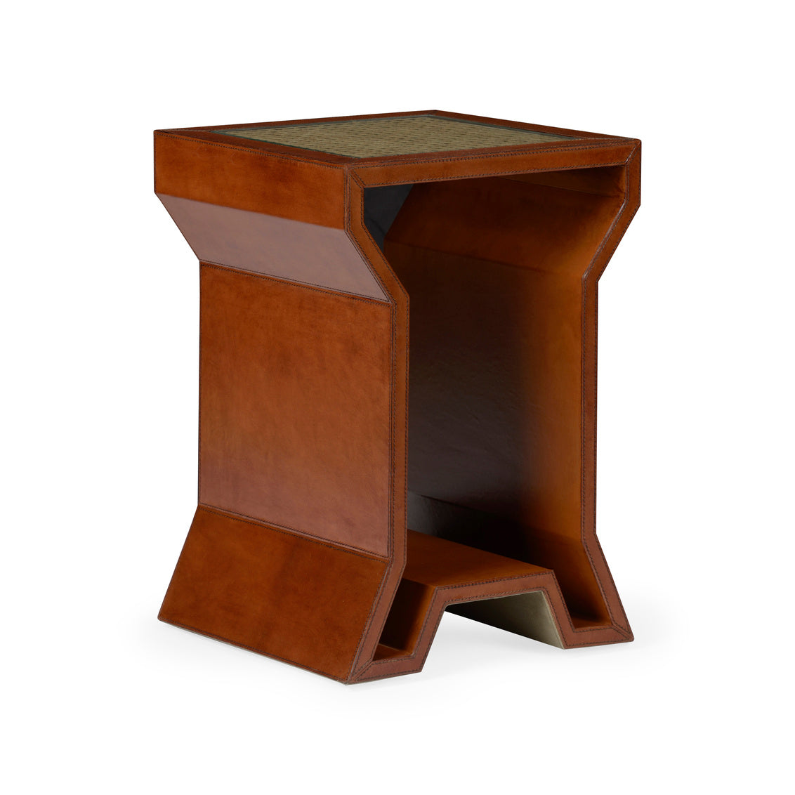Leather Side Table in 21 / Glass - Chelsea House