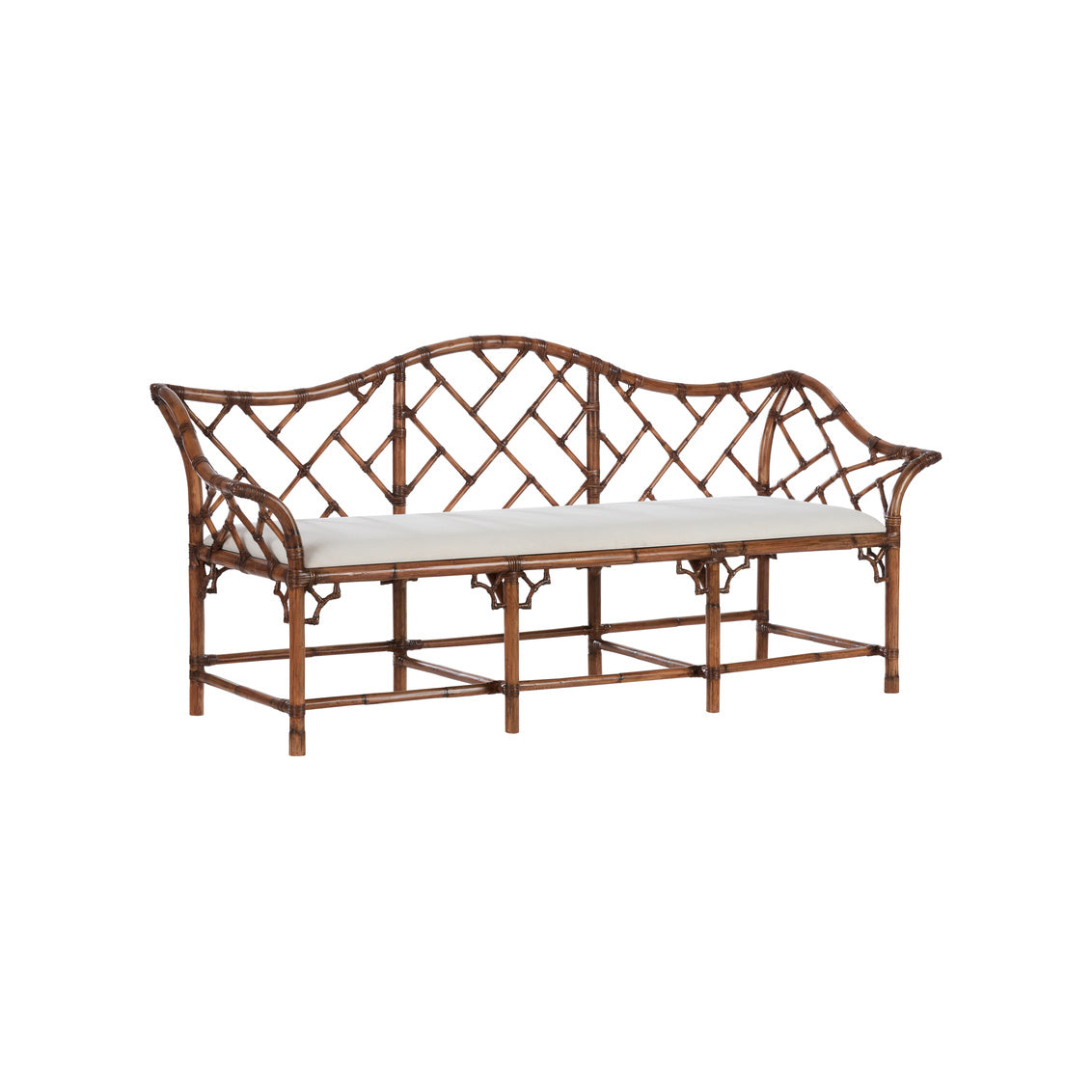 Chippendale Bamboo Settee -Brown in 38 / Rattan - Chelsea House