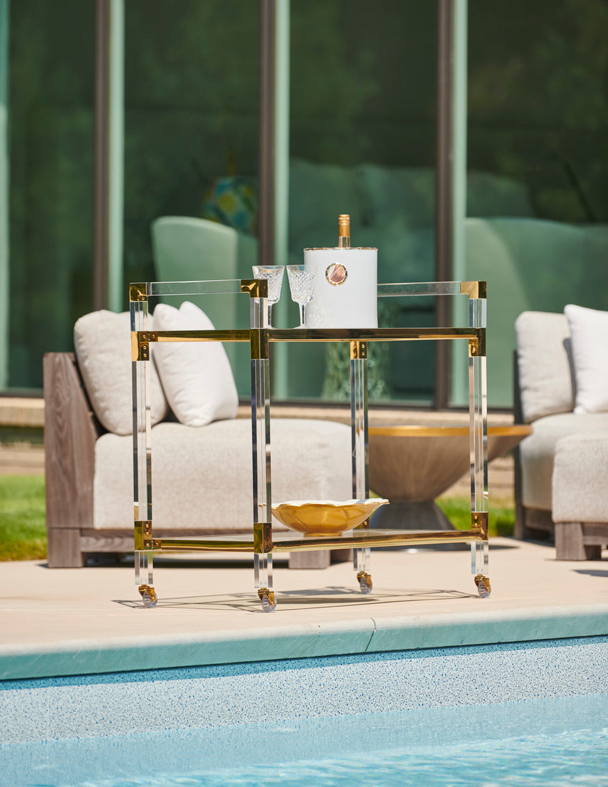 Acrylic Bar Cart - Brass in 34.5 / Acrylic - Chelsea House