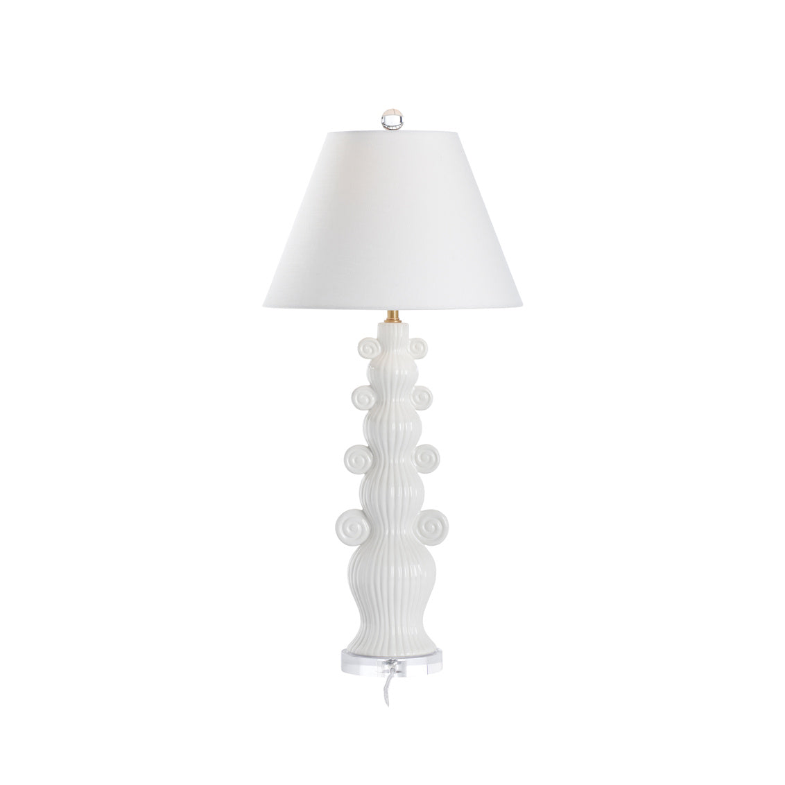 Swirl Handle Lamp - White in White Glaze / Ceramic/Porcelain - Chelsea House