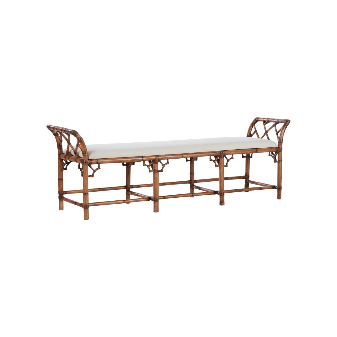 Chippendale Bamboo Regency Bench - Brown