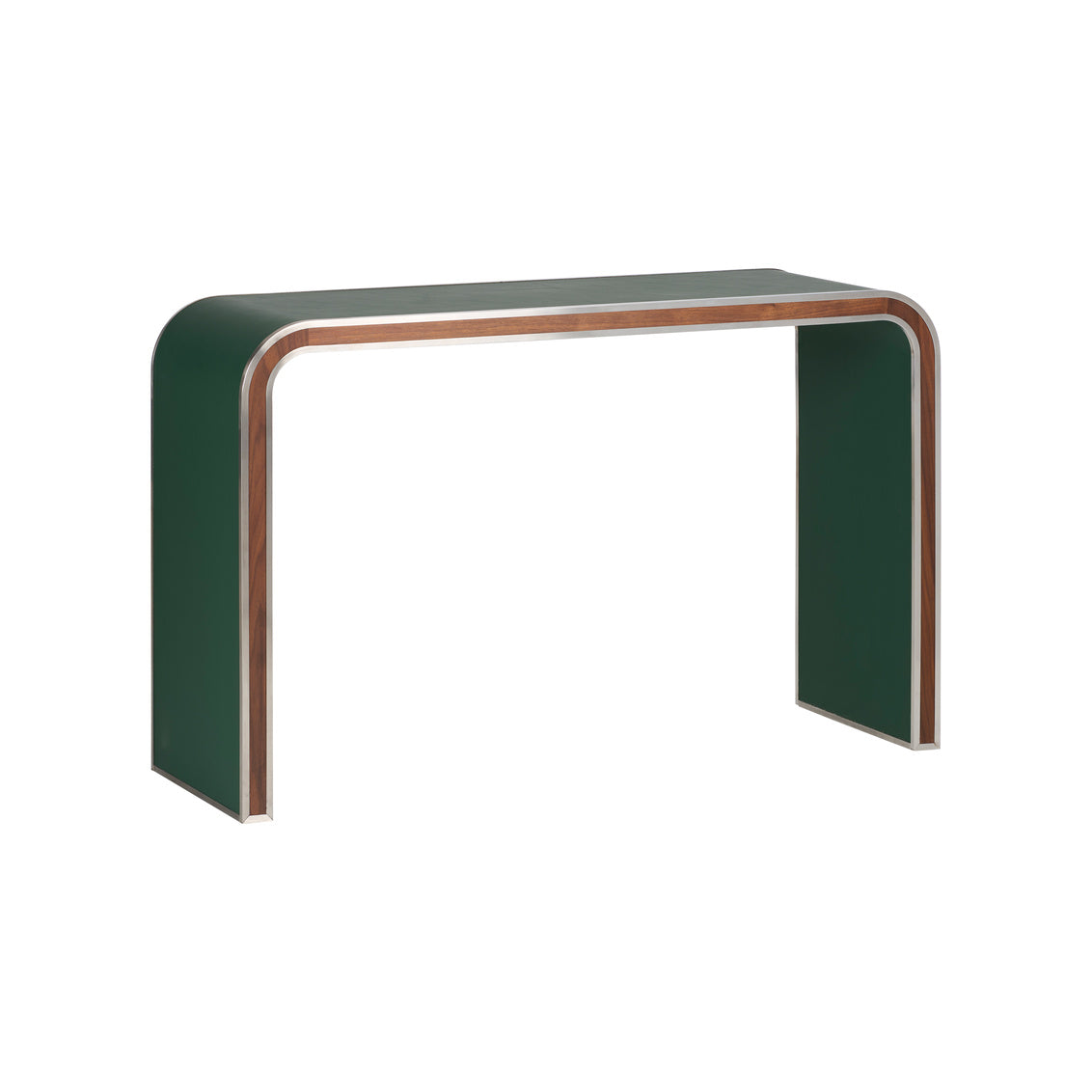 Arden Console – Green in Green/Walnut/Nickel / Leather - Chelsea House