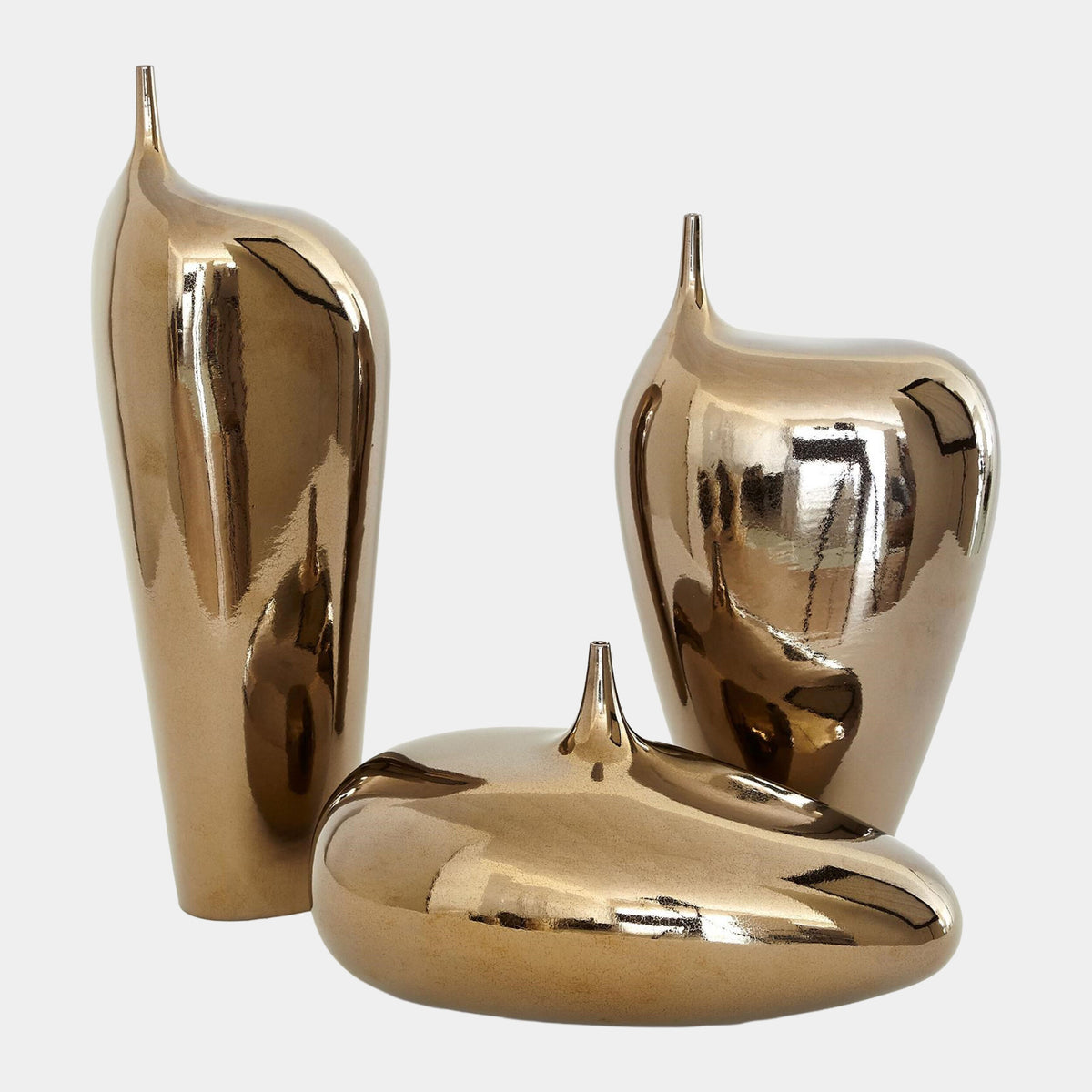Offset Neck Object-Bronze Crackle-Lg