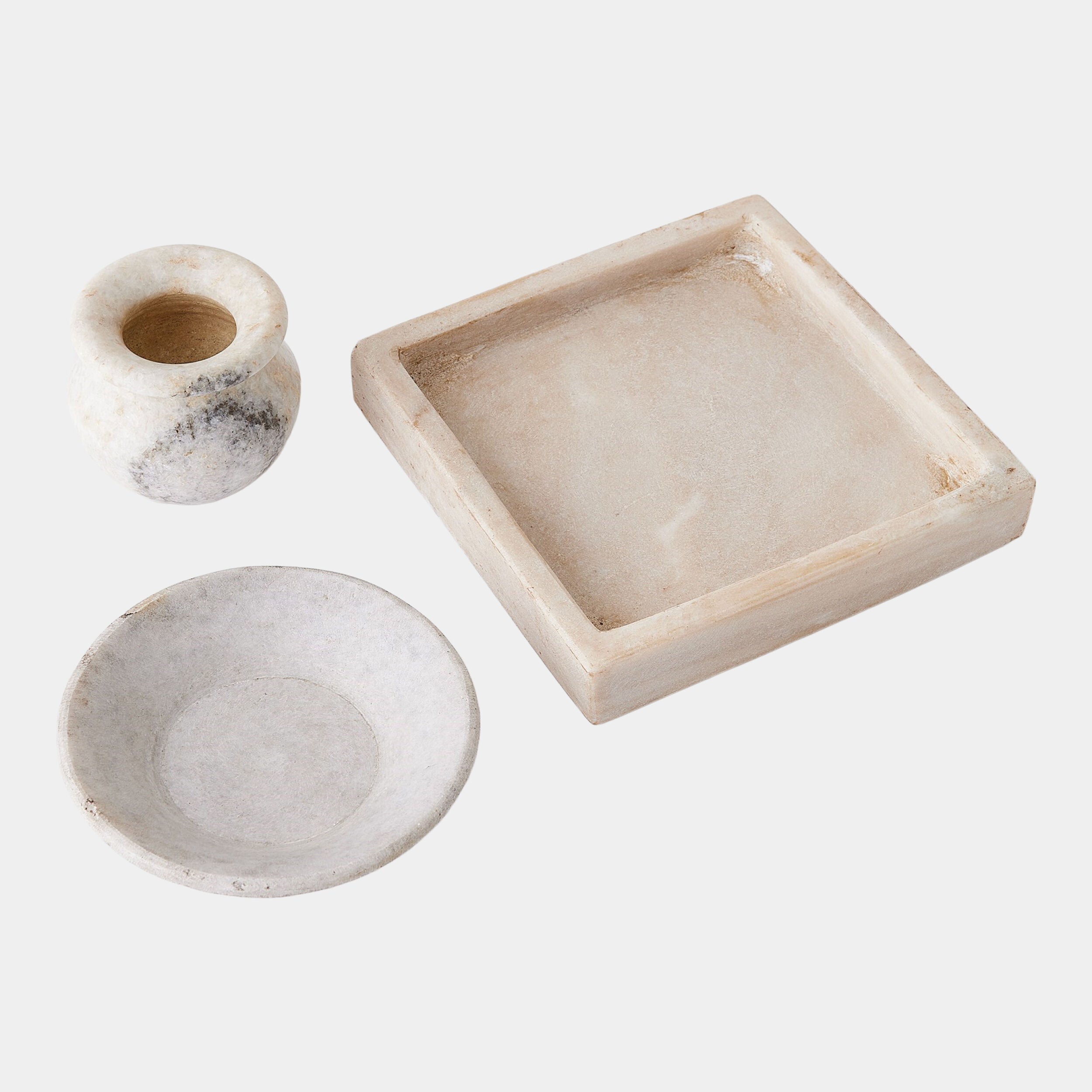 Ponyo Marble Tray-Antiqued White