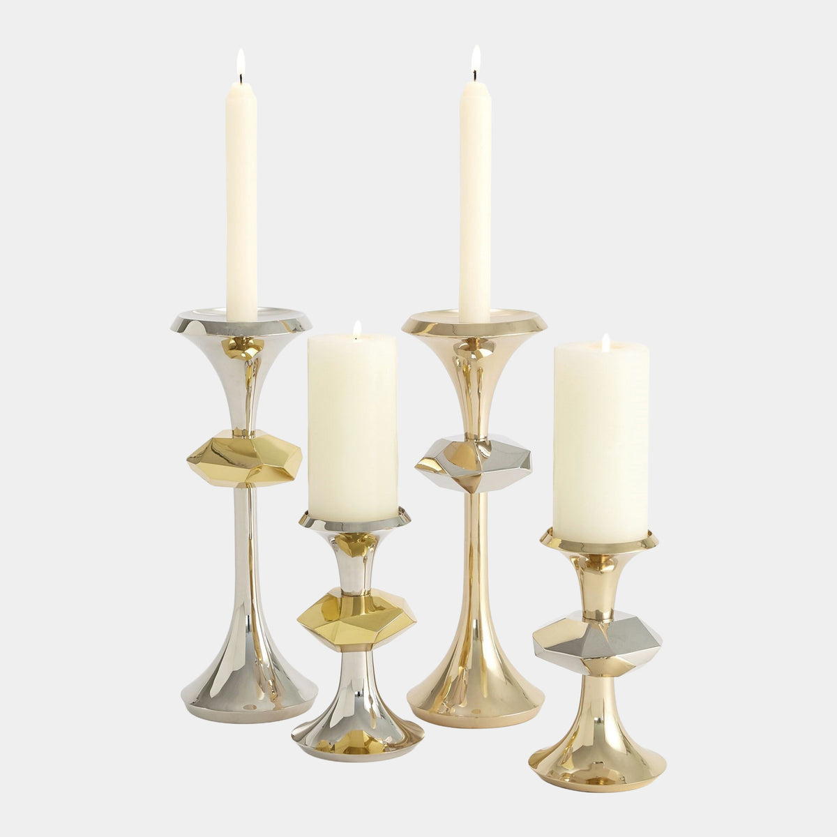 Gabriel Nickel Candle Holder-Lg