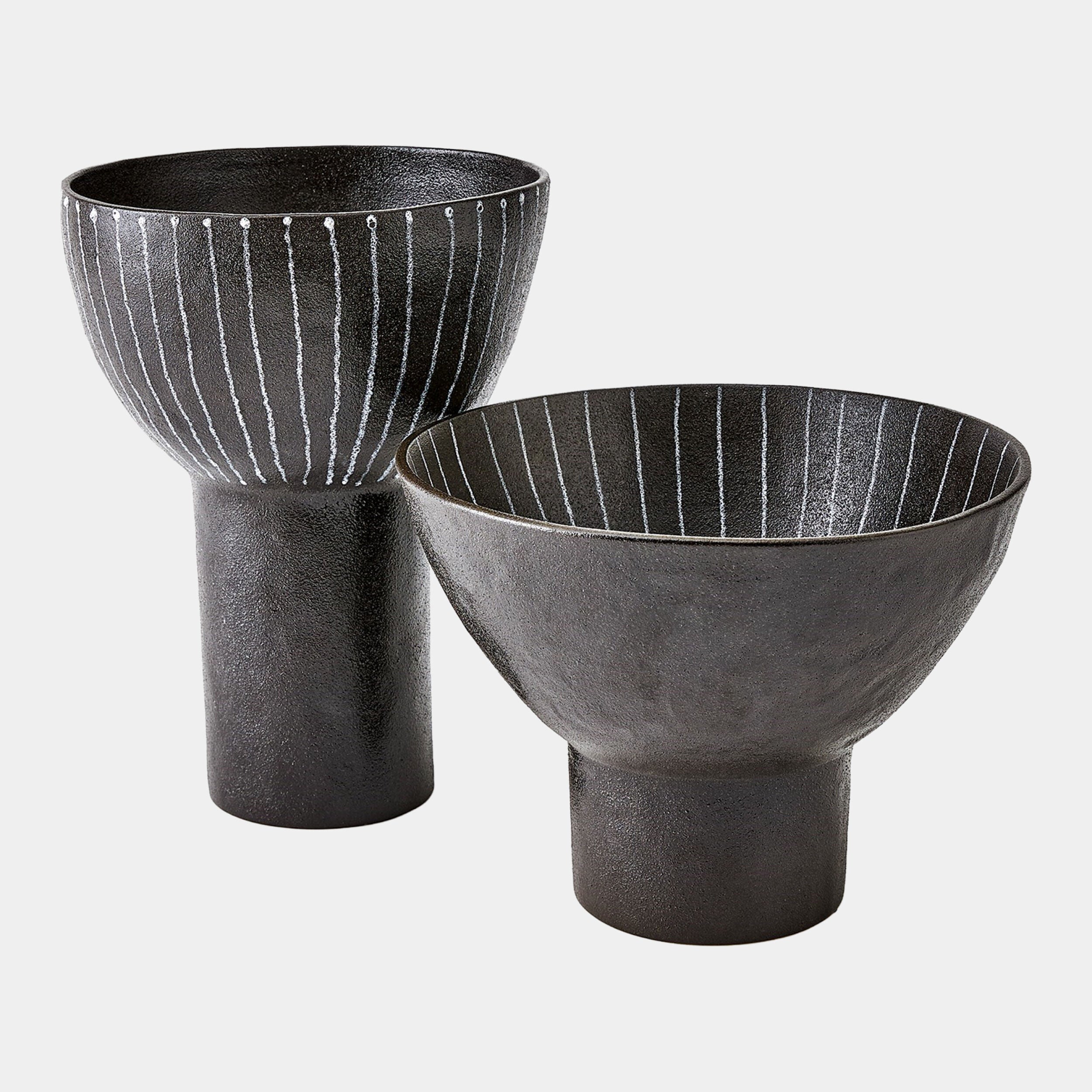 Cinder Footed Bowl-Striped-Lg