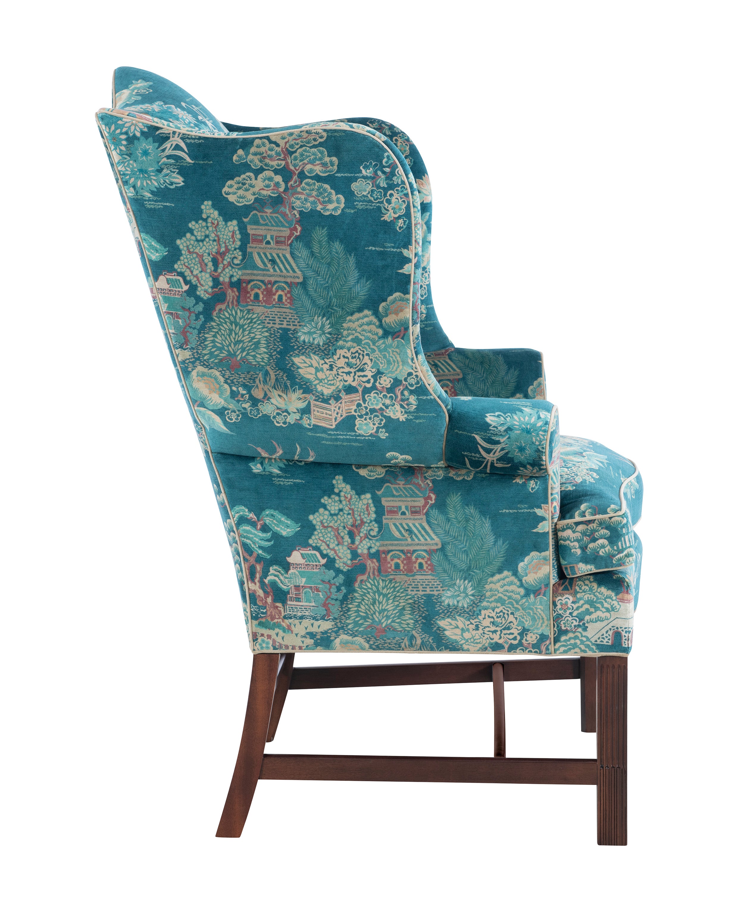 TOWNSEND WING CHAIR in Mahogany Solids - Hickory Chair