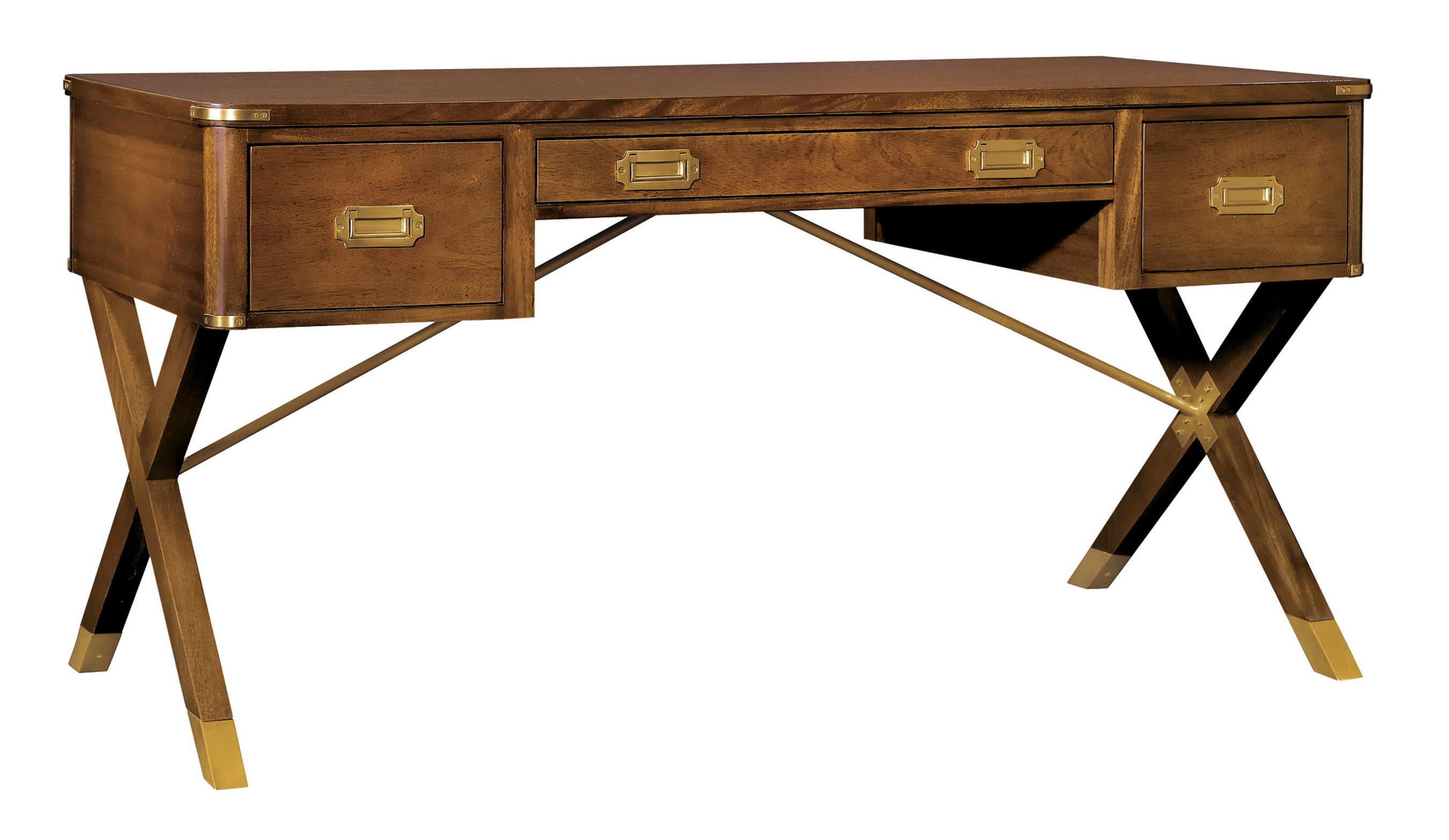 ASHEWORTH CAMPAIGN DESK in Mahogany Veneers, Mahogany Solids - Hickory Chair