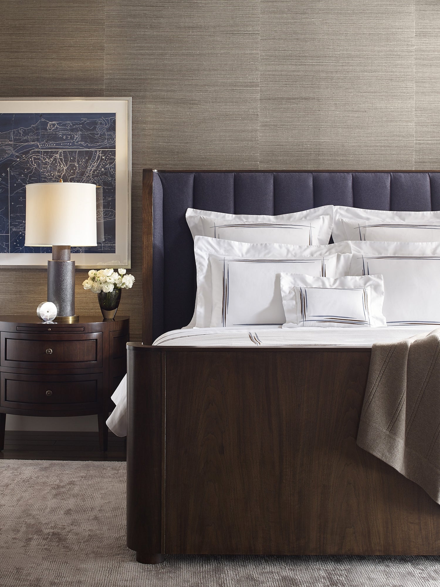 Lanesborough Side Table / Nightstand in Gmelina Solids, American Walnut Veneers - Hickory Chair