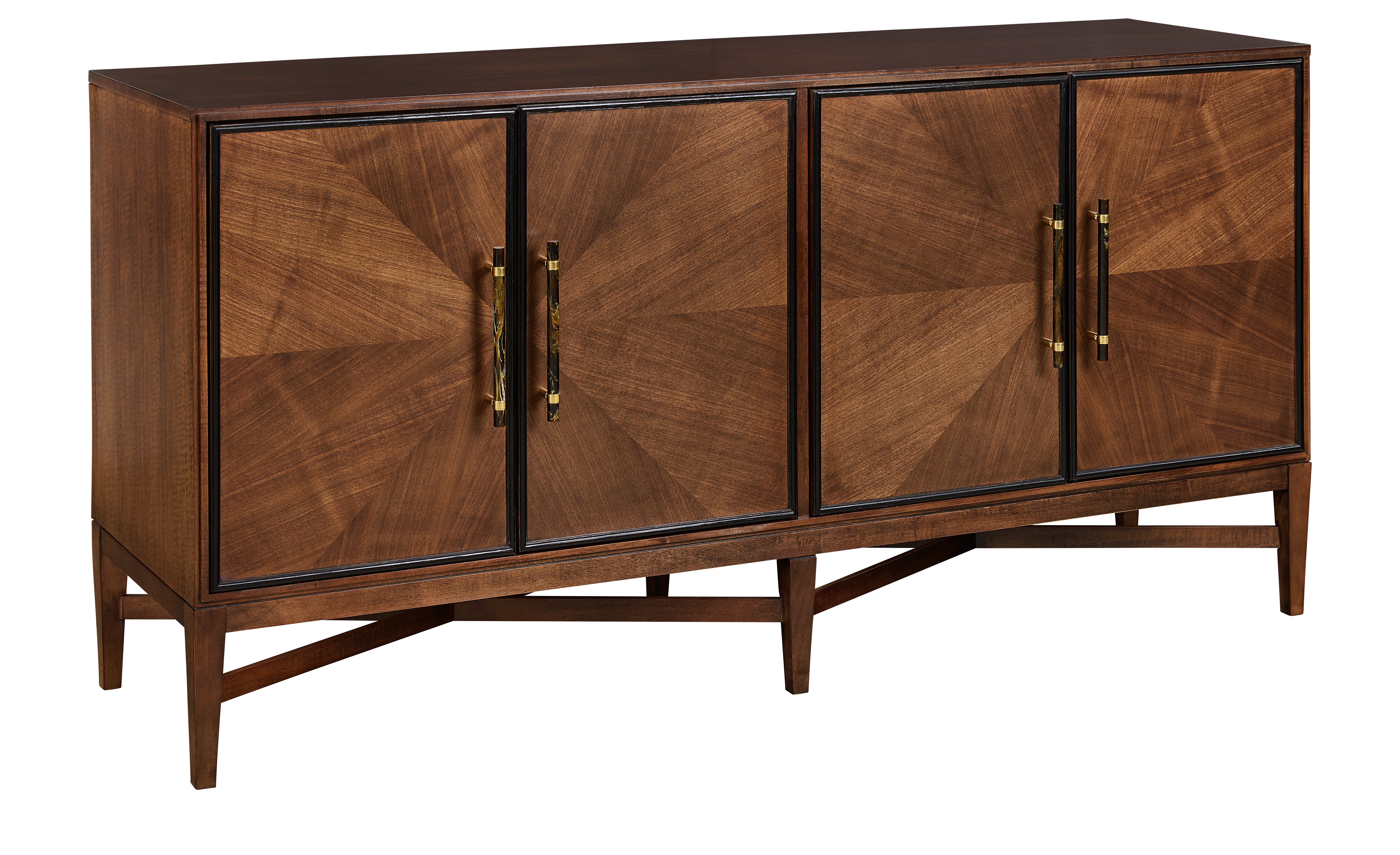 TEXTURES FOUR DOOR CREDENZA in Primavera Veneers, Maple Solids - Hickory Chair