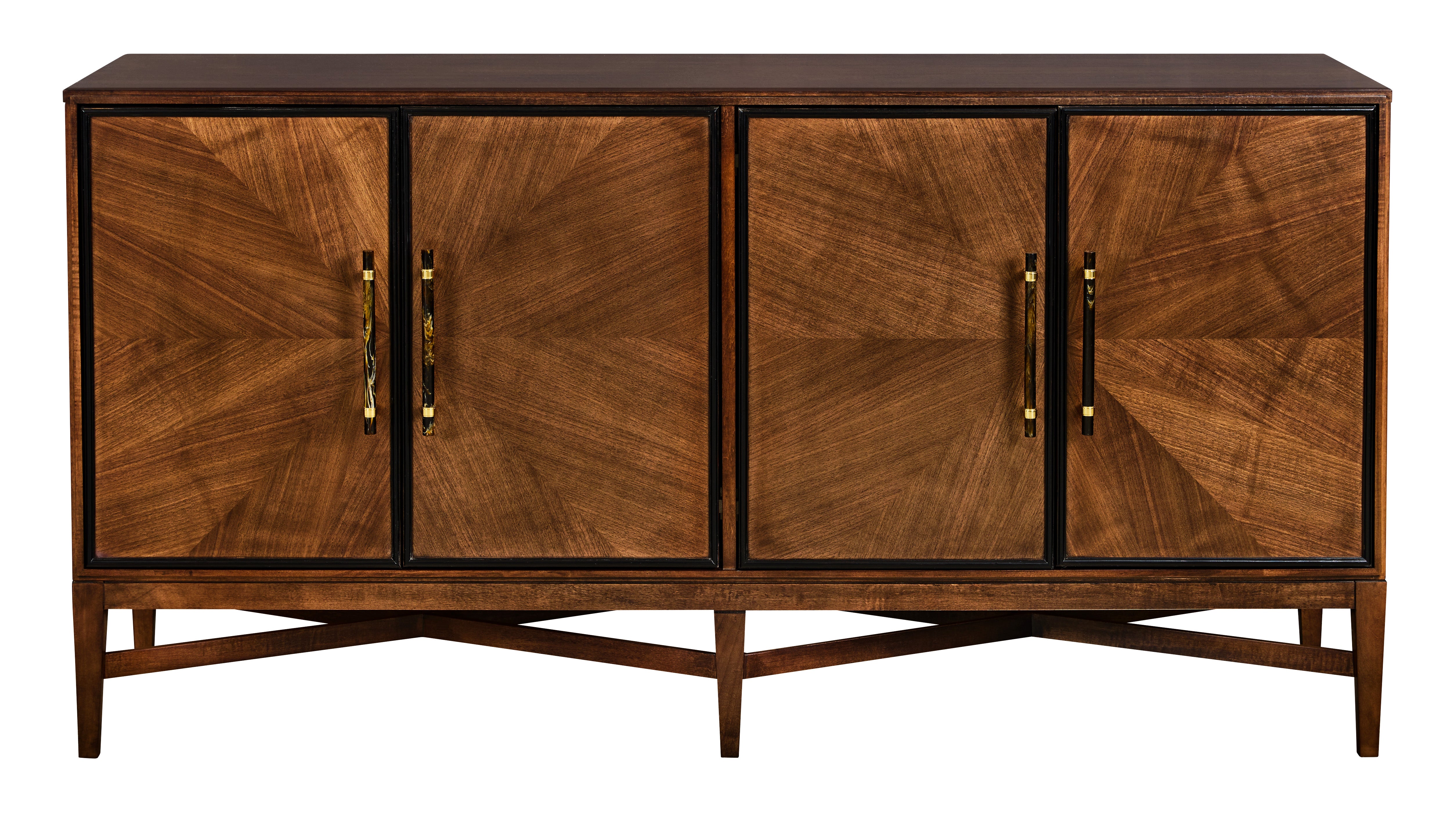 TEXTURES FOUR DOOR CREDENZA in Primavera Veneers, Maple Solids - Hickory Chair