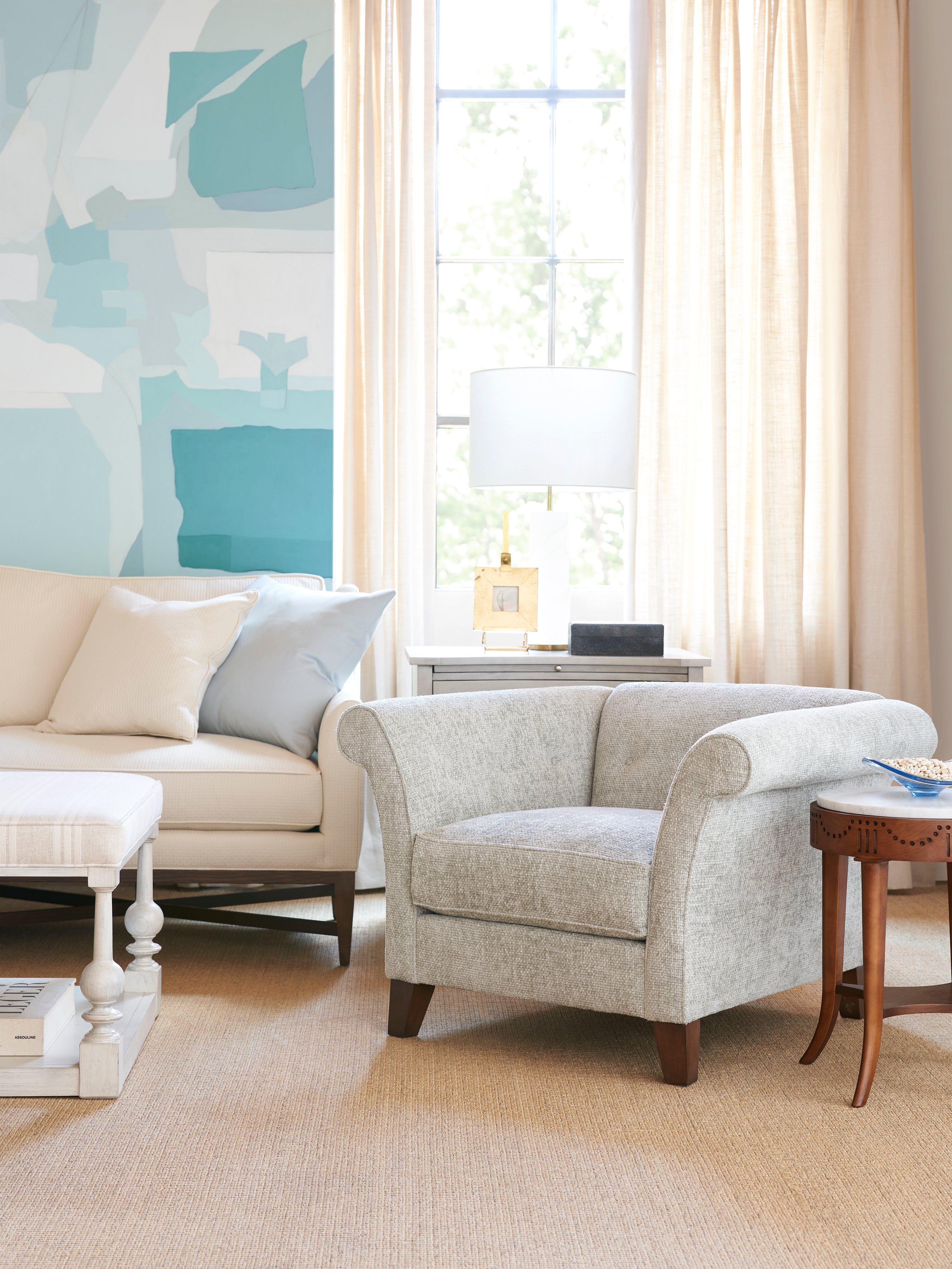 MONTCHANIN SPOT TABLE WITH STONE TOP in Walnut Veneers, Marble, Maple Solids - Hickory Chair