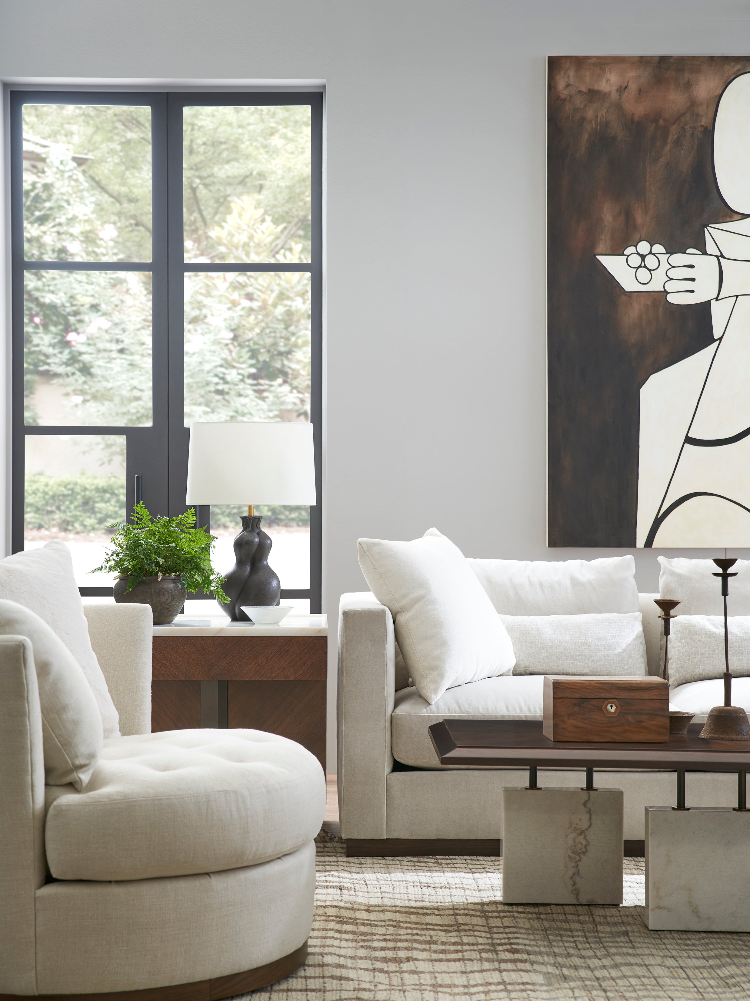 Serge Sofa/ Sectional Sofa in Walnut Solids - Hickory Chair