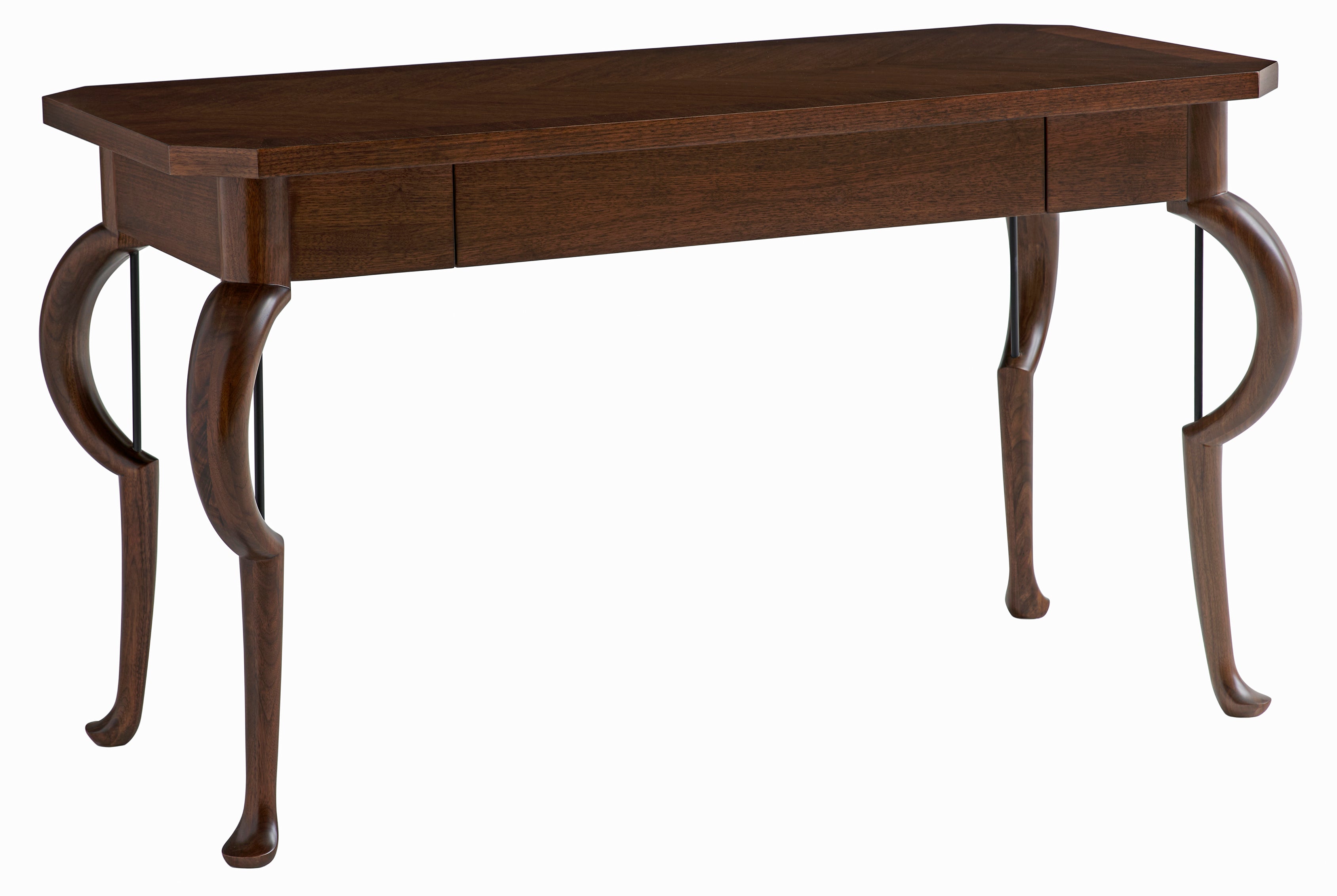 Adele Writing Desk in Walnut Veneers, Walnut Solids, Steel - Hickory Chair