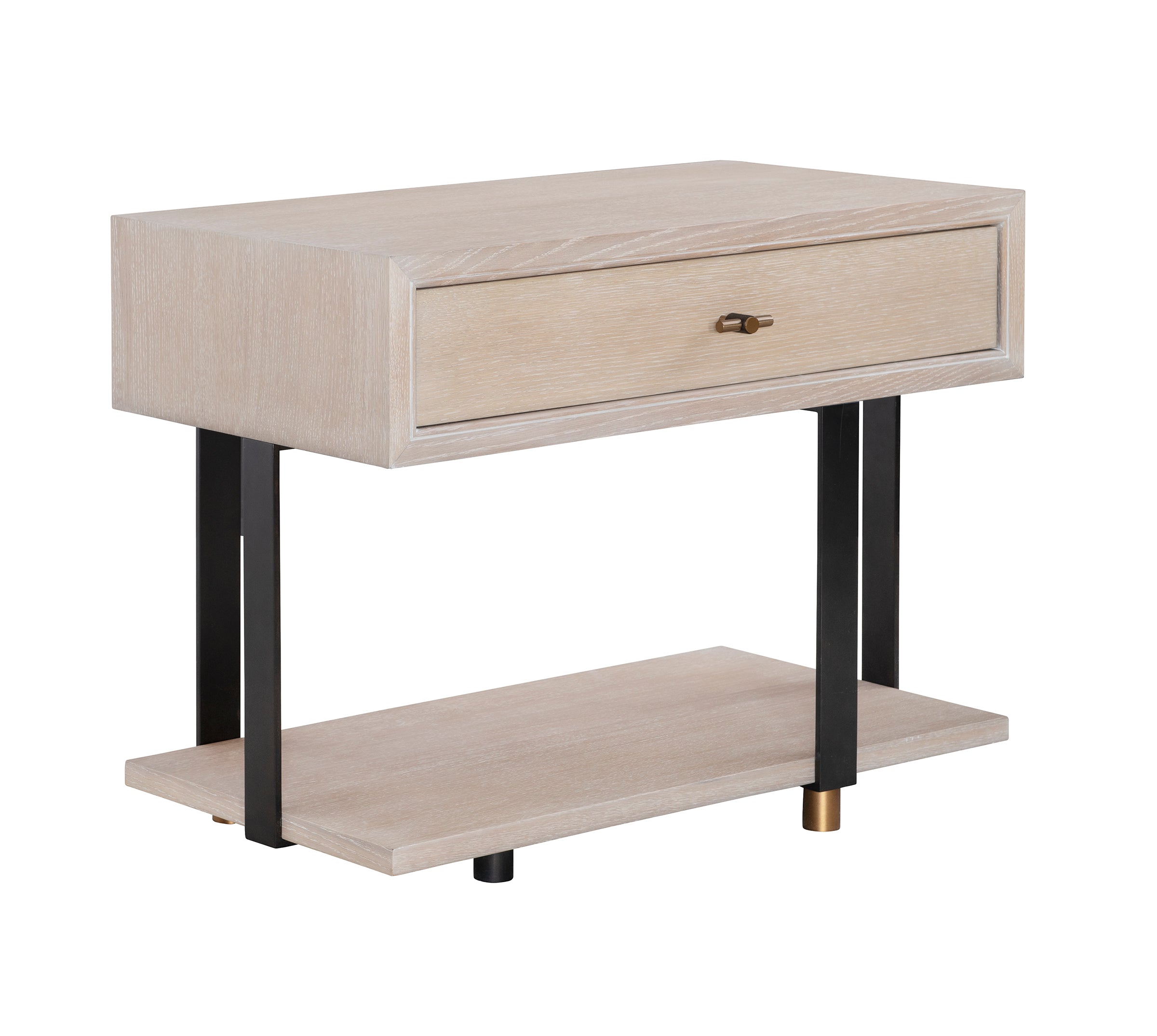 Atlas Nightstand in Oak Veneers, Oak Solids, Metal - Hickory Chair