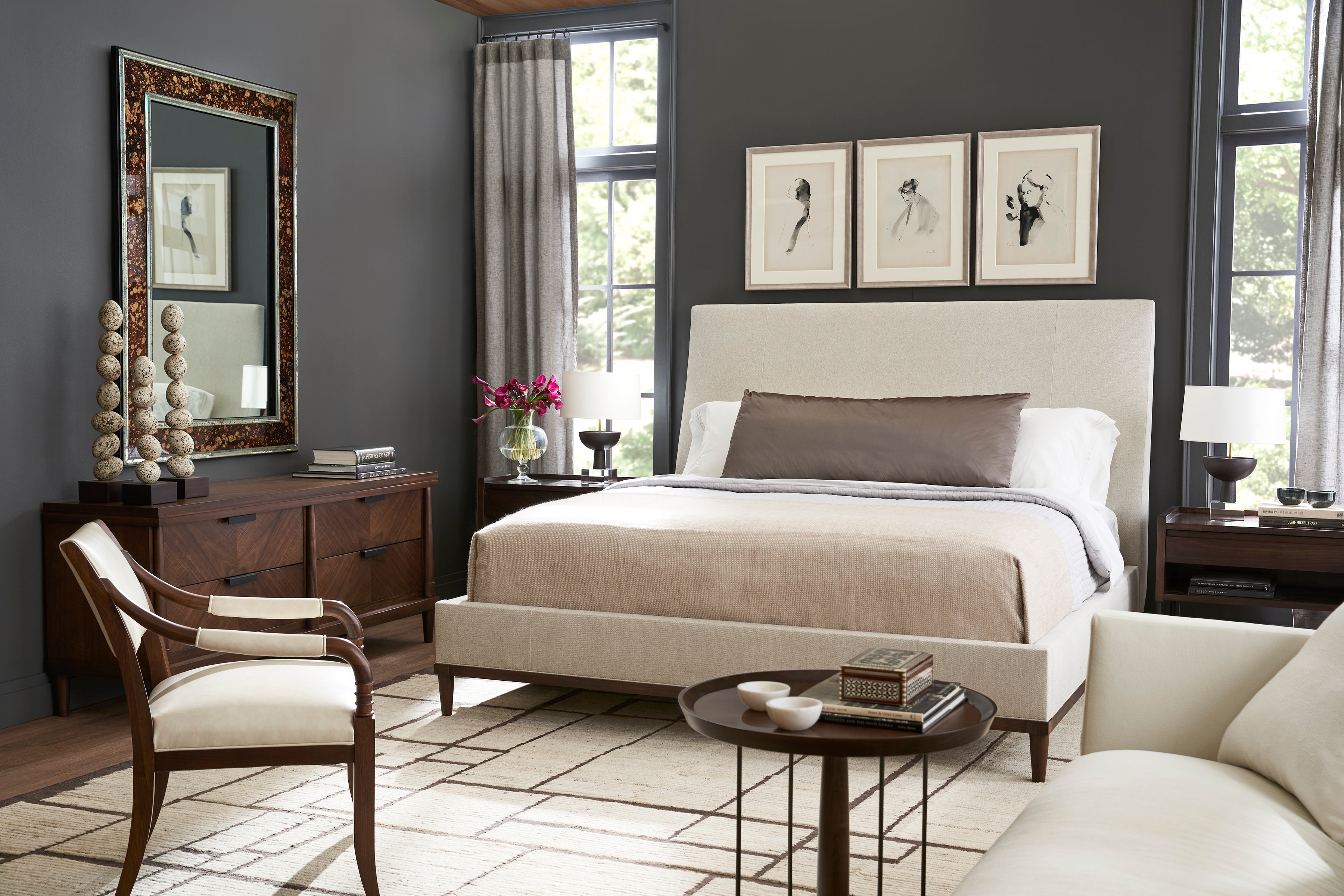 Emile King Bed in Walnut Solids - Hickory Chair