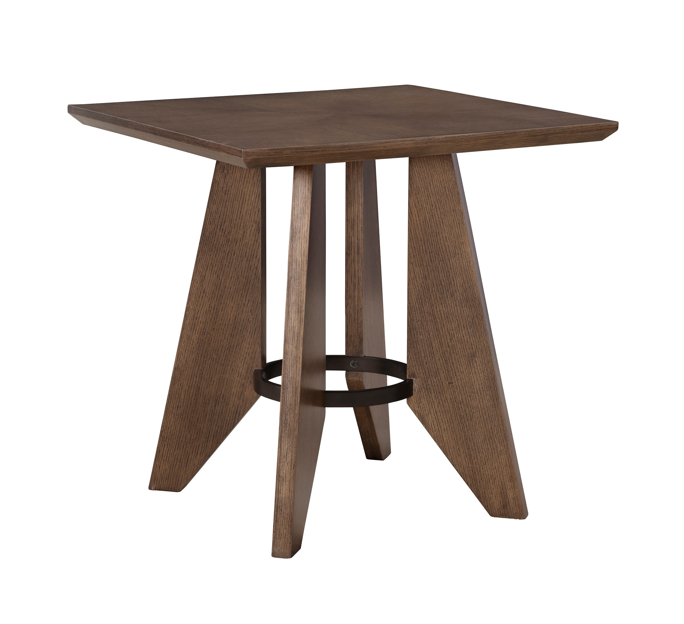 Sante End Table in Oak Veneers, Oak Solids, Metal - Hickory Chair