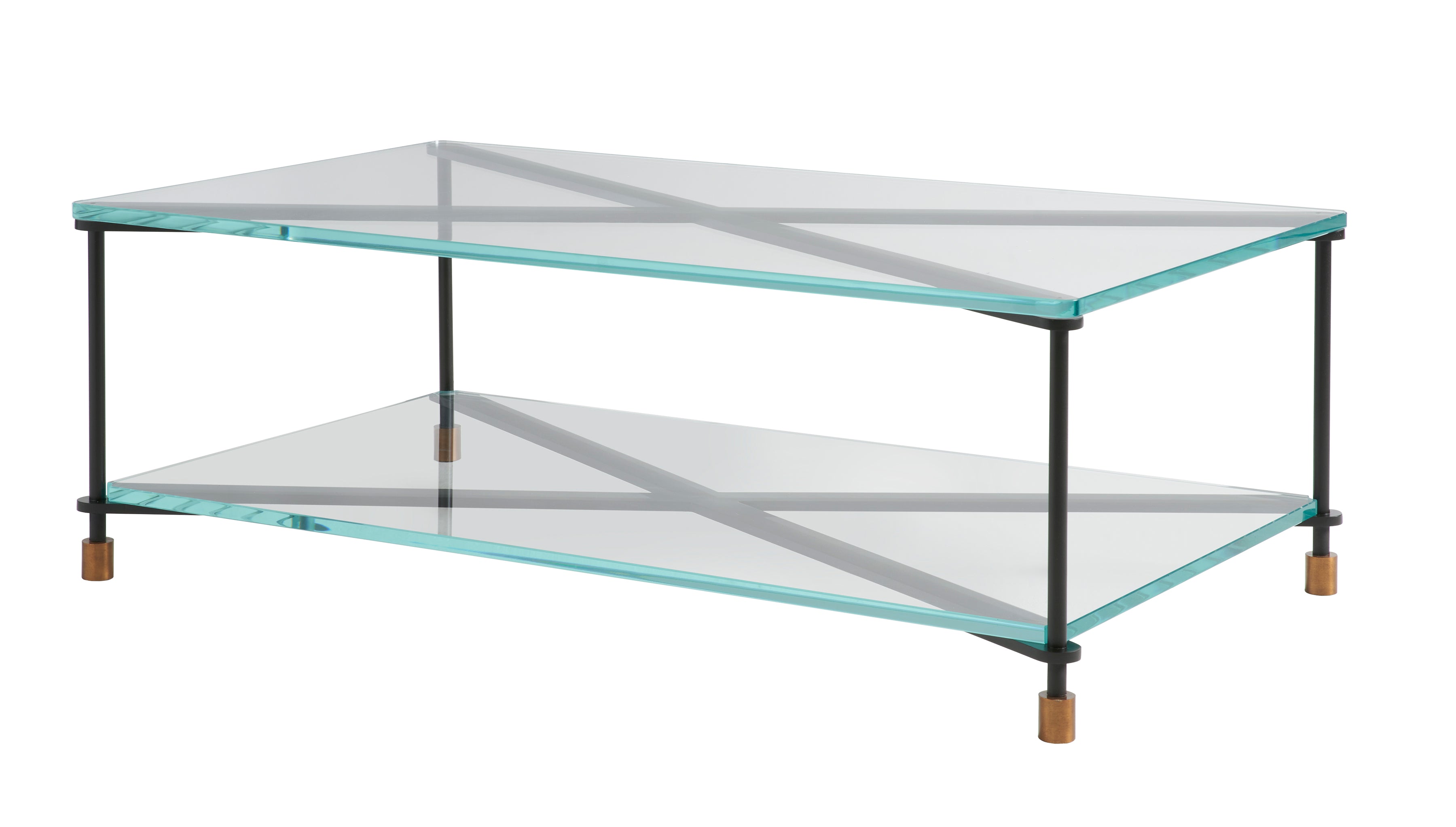 Campaign Cocktail Table in Steel, Glass - Hickory Chair