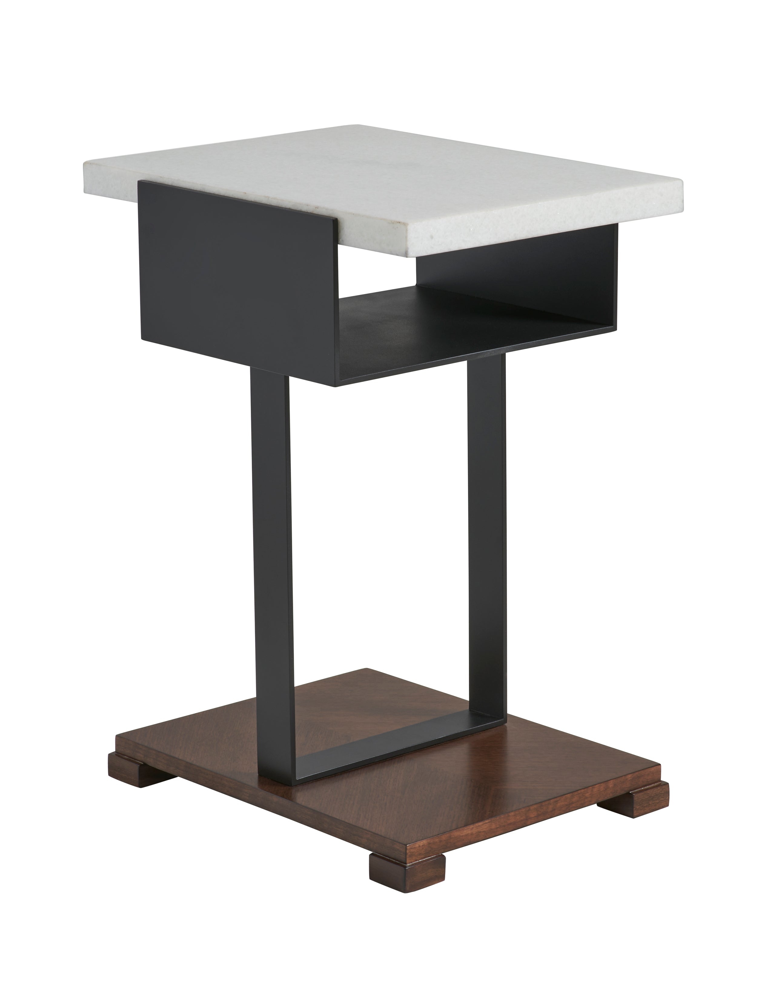 Brace Drink Table in Steel, Stone, American Walnut - Hickory Chair