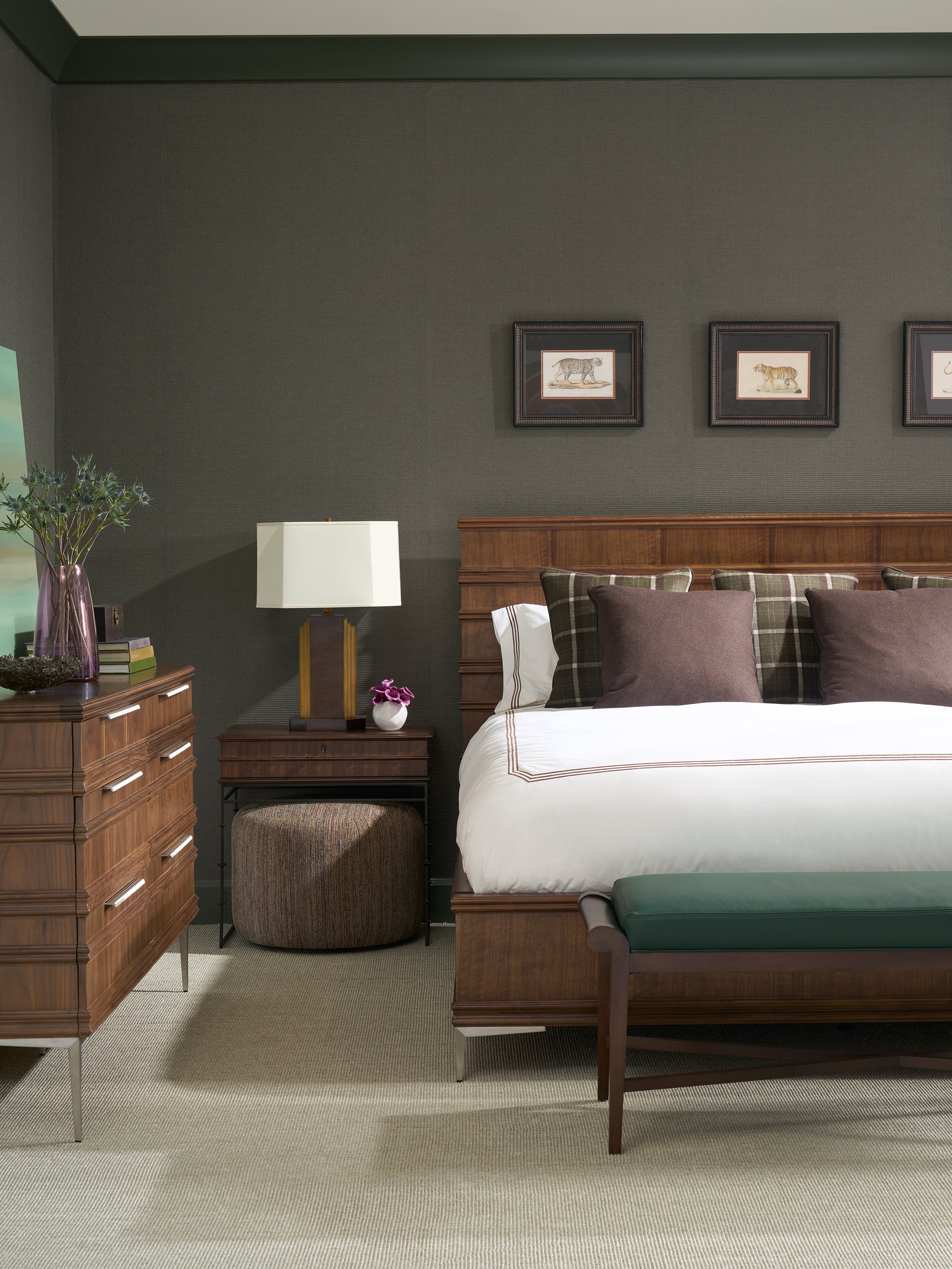 Hamlin 1 Drawer Nightstand in Metal, American Walnut Veneers, American Walnut - Hickory Chair