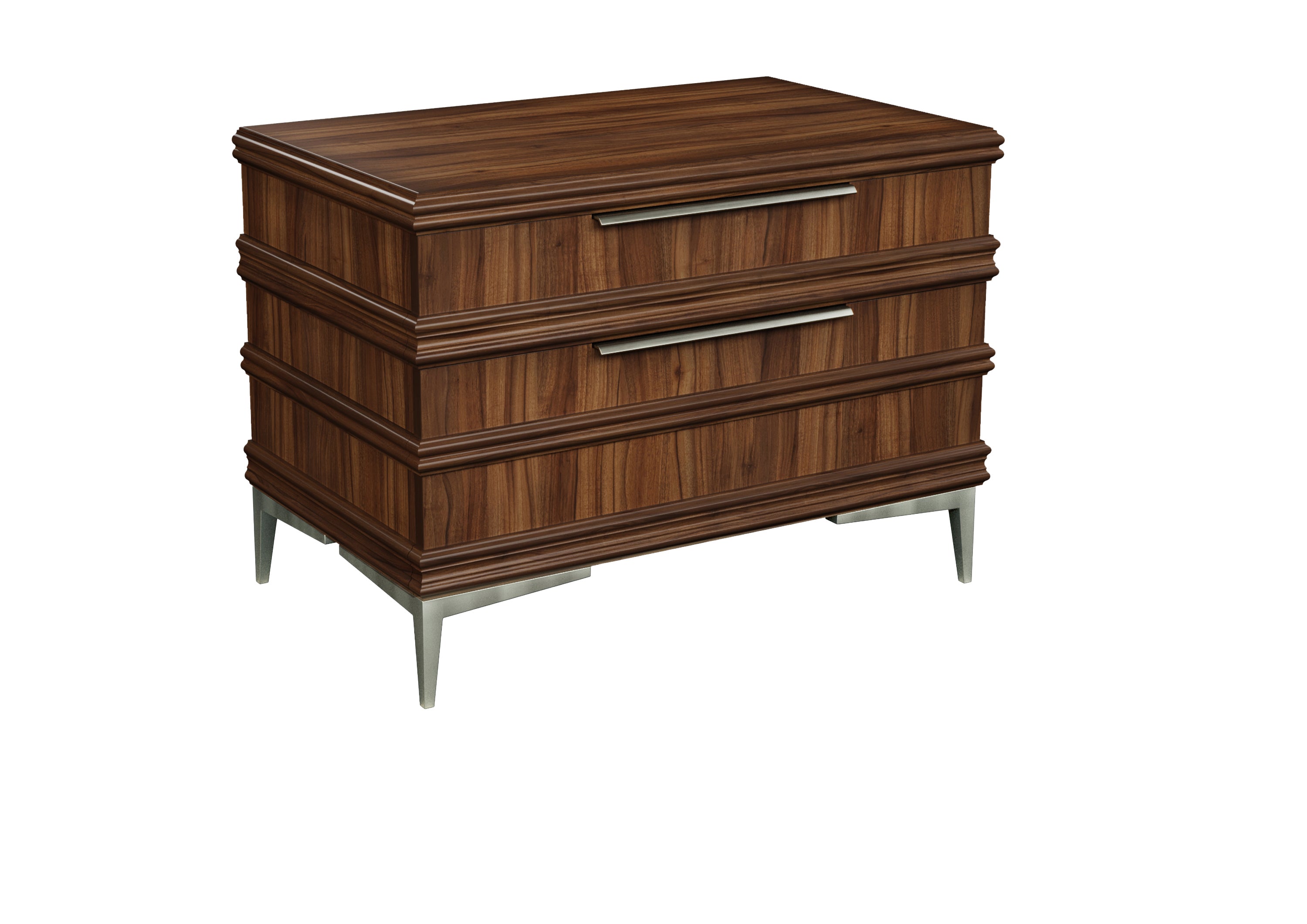 Hamlin 2 Drawer Nightstand in Metal, American Walnut Veneers, American Walnut - Hickory Chair