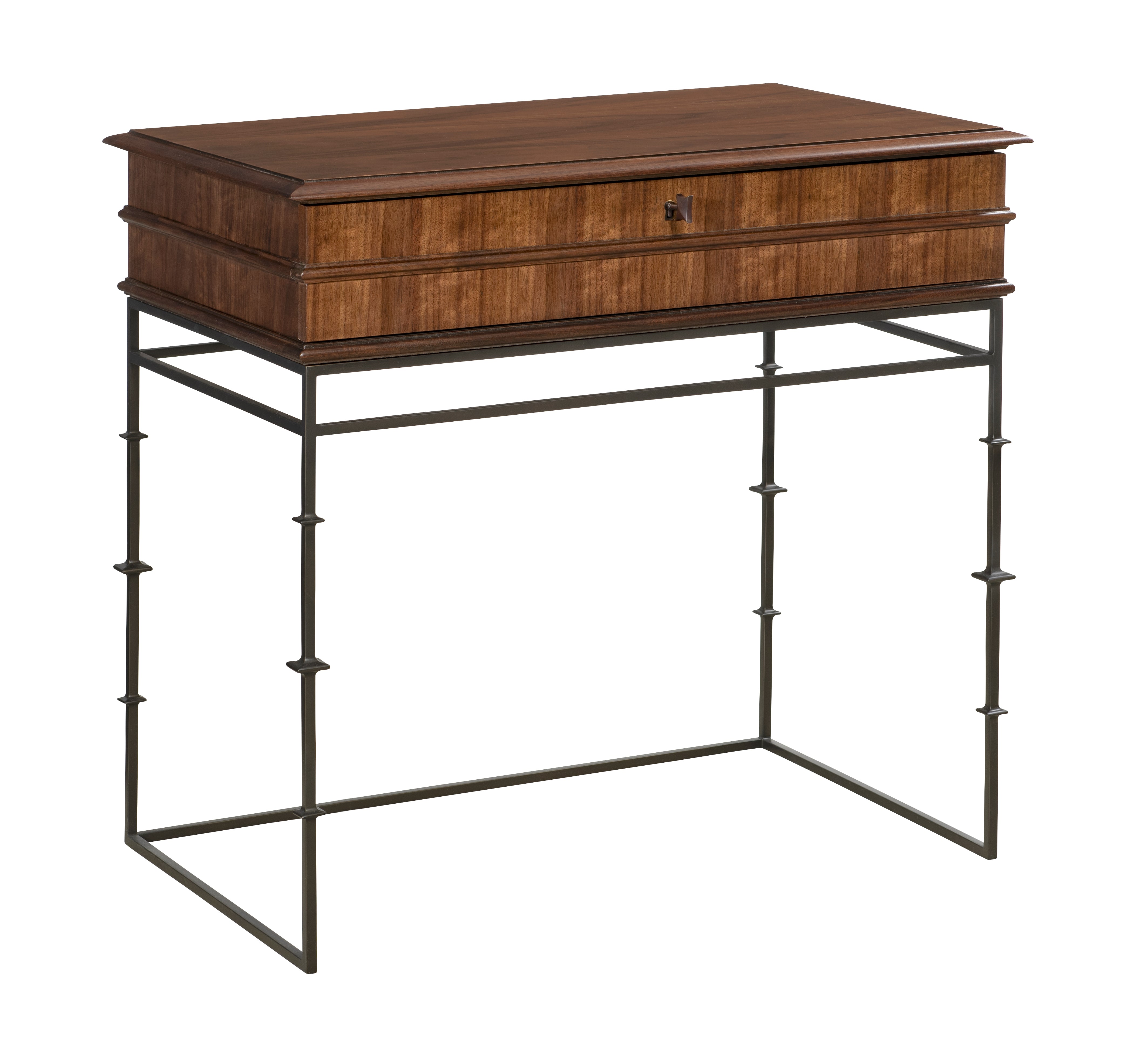 Hamlin 1 Drawer Nightstand in Metal, American Walnut Veneers, American Walnut - Hickory Chair