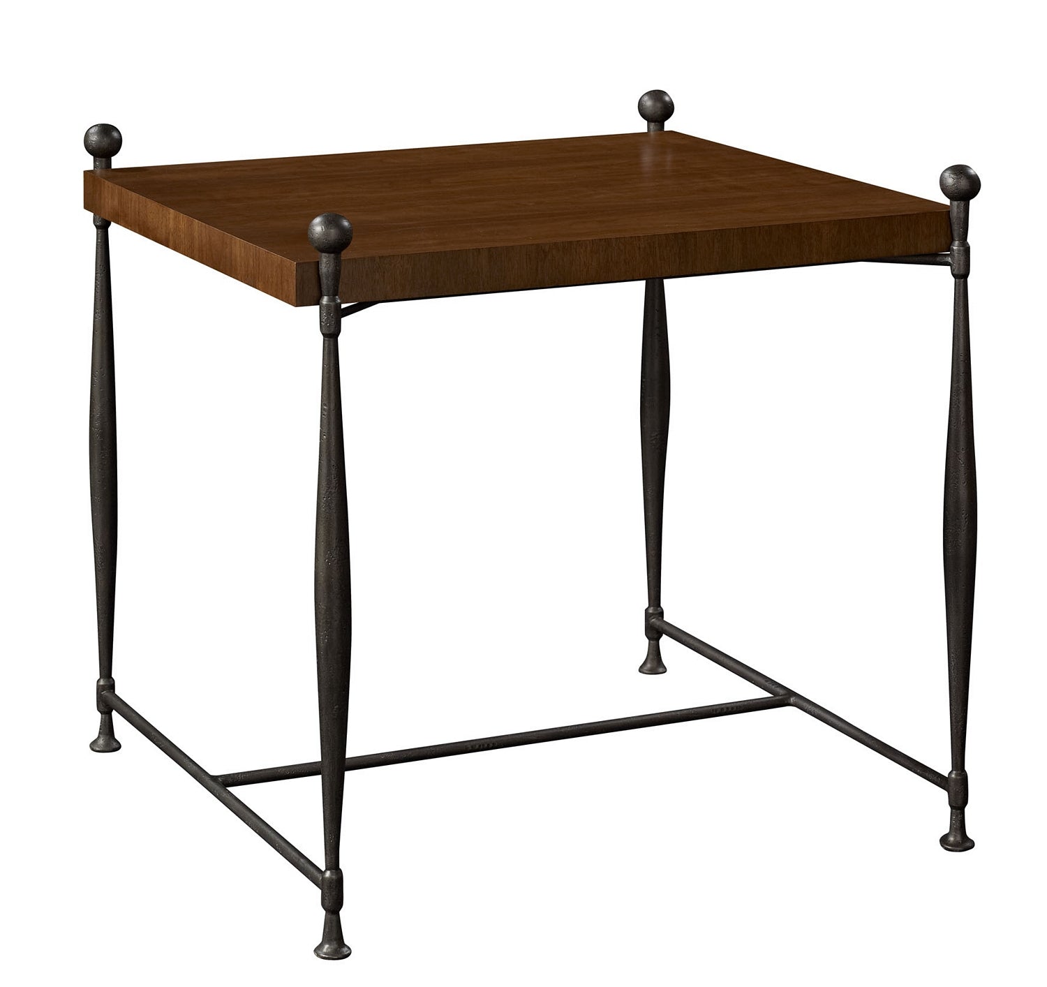 IONIA SIDE TABLE WITH SQUARE WOOD TOP in Walnut Veneers, Walnut Solids, Iron - Hickory Chair