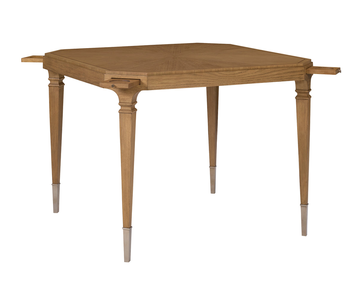 border. White Bronze Ferrules. Pull out drink trays with a white bronze knob. Clearance Below Top Frame - 27 1/4". Quinc