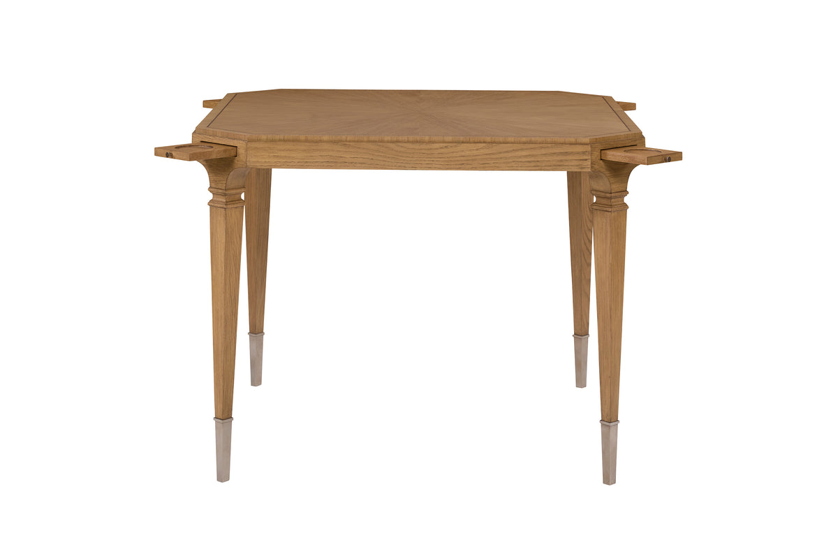 border. White Bronze Ferrules. Pull out drink trays with a white bronze knob. Clearance Below Top Frame - 27 1/4". Quinc