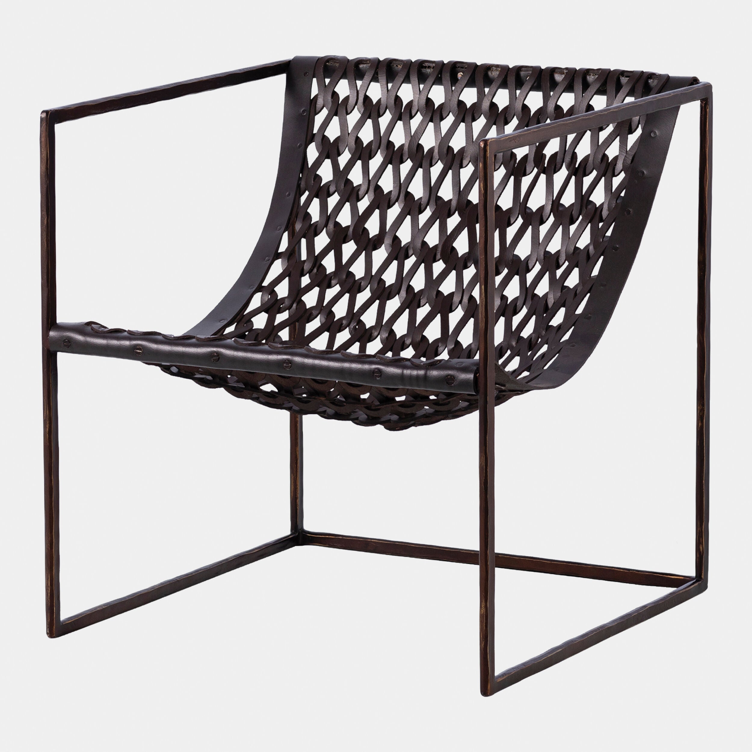Knit and Pearl Chair-Bronze-Dark Brown Leather