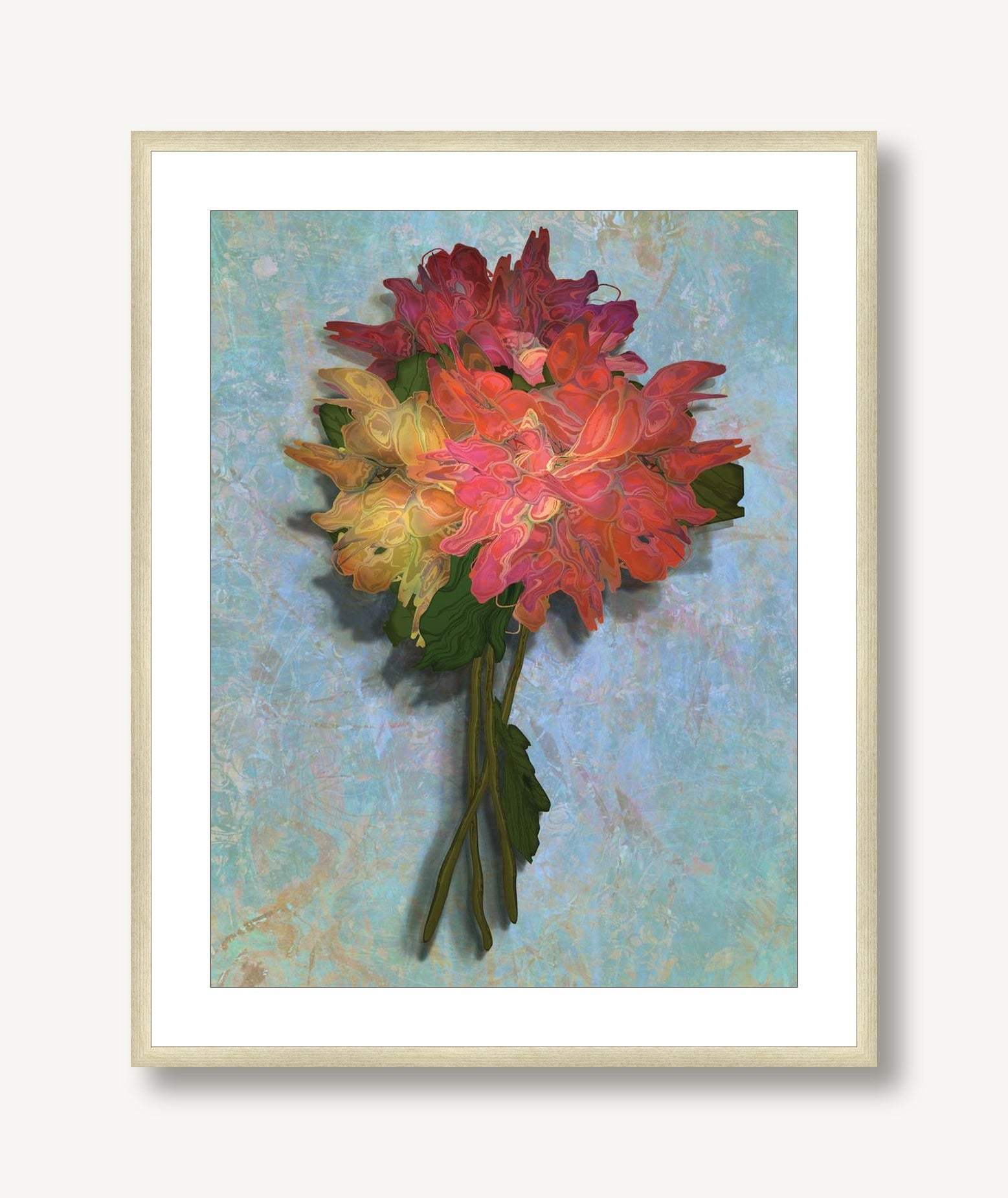 Analogous Dahlias 1 framed