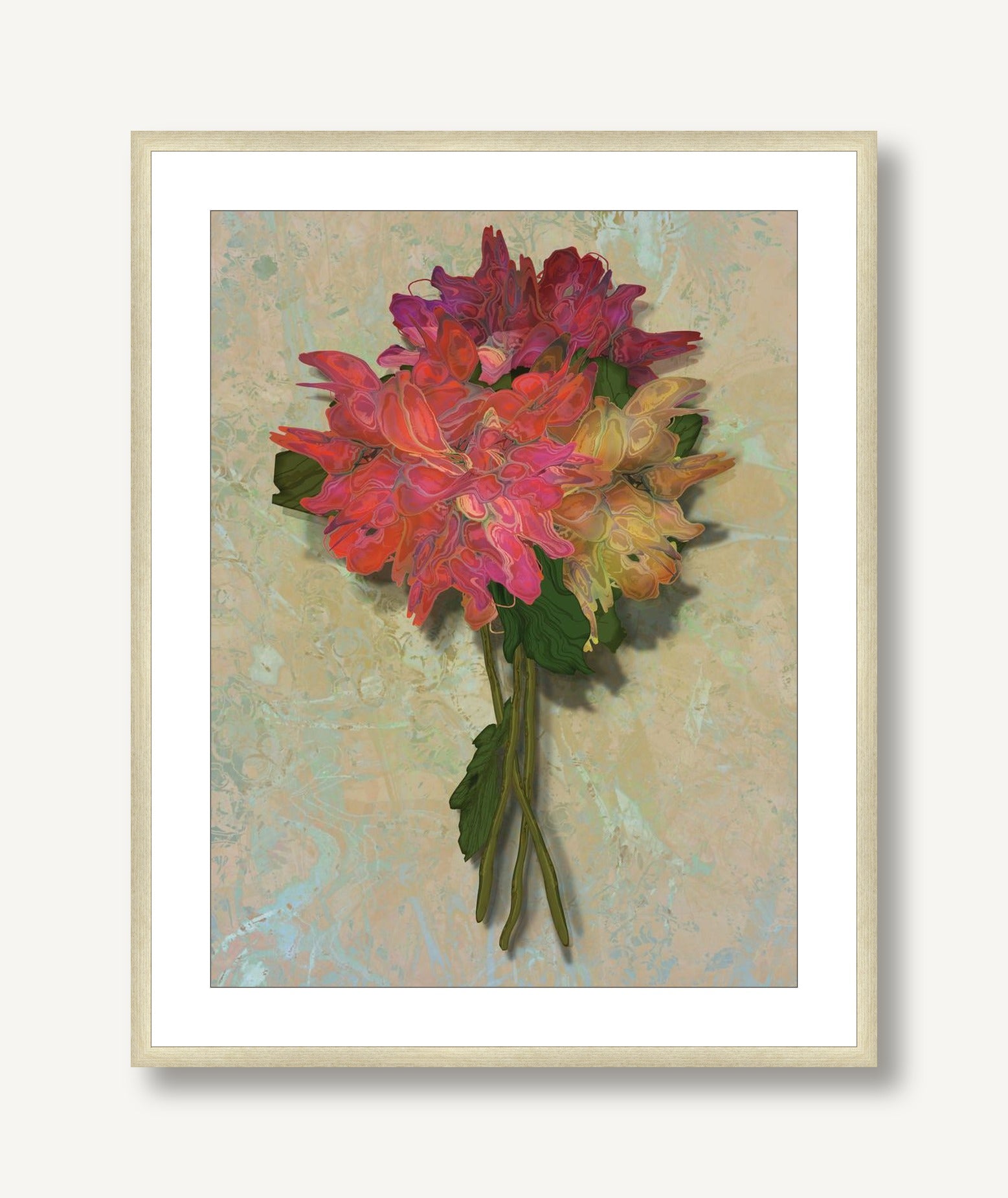 Analogous Dahlias 2 framed