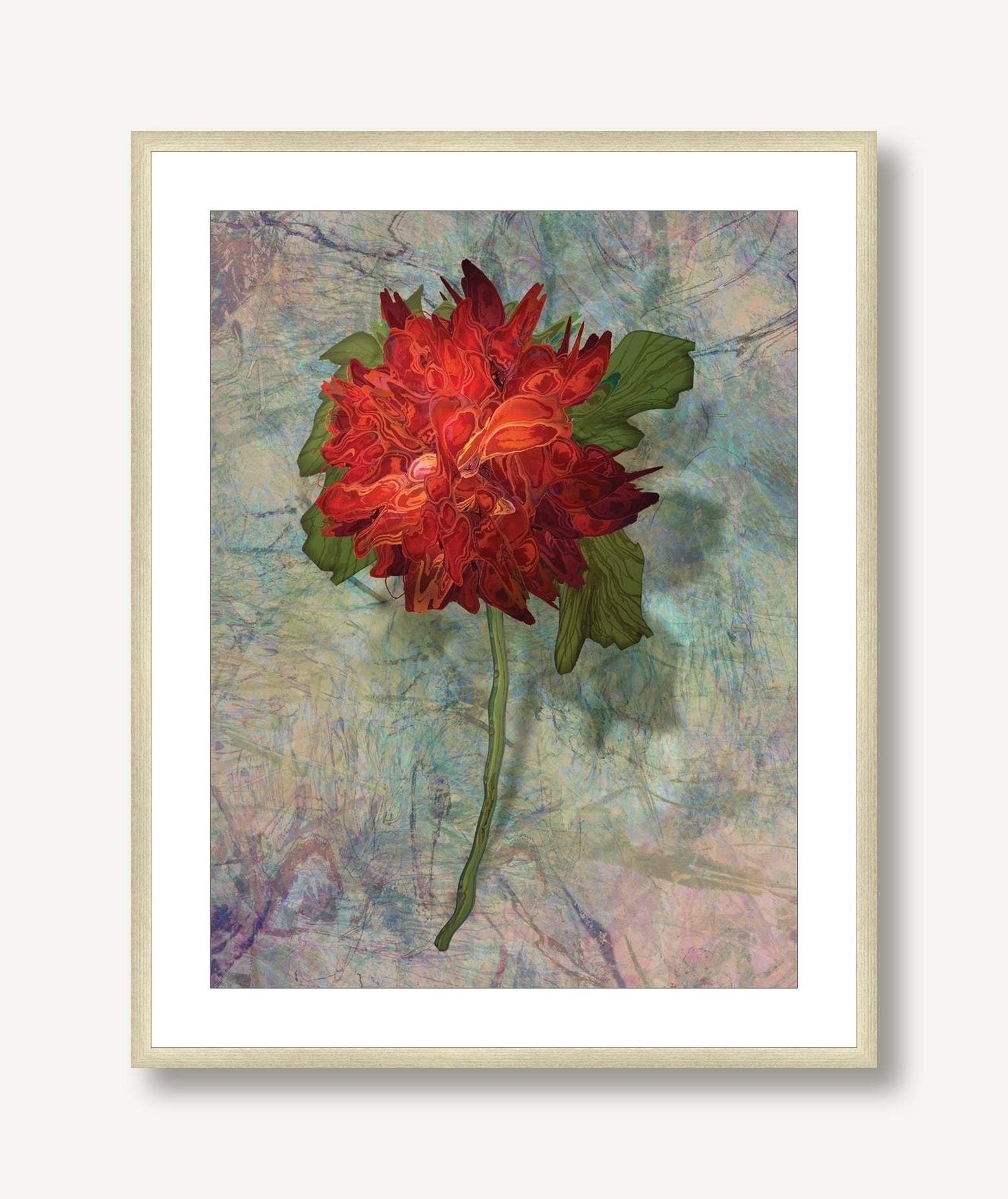 Analogous Dahlias 6 framed