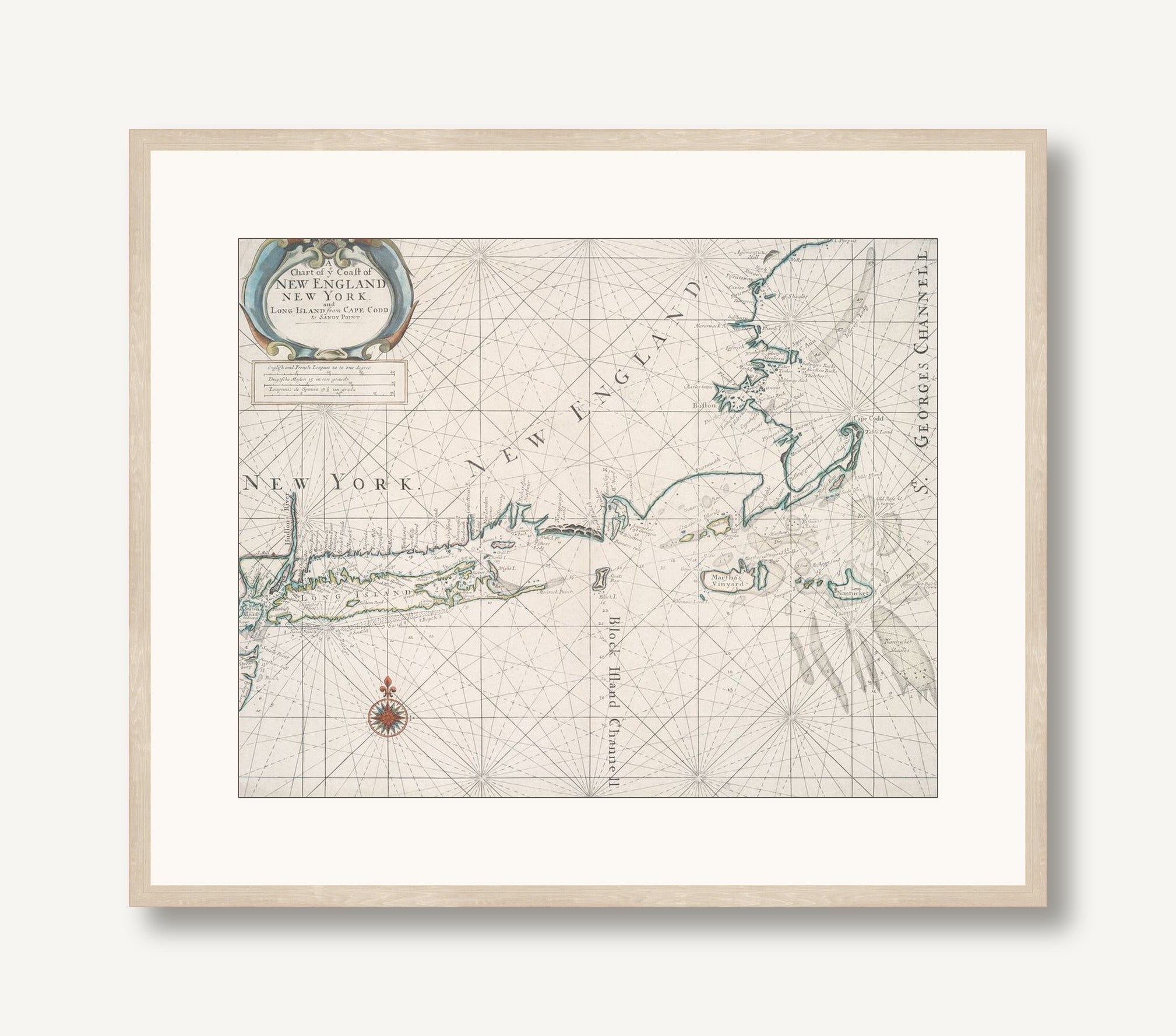 Antique New England Map 1 framed