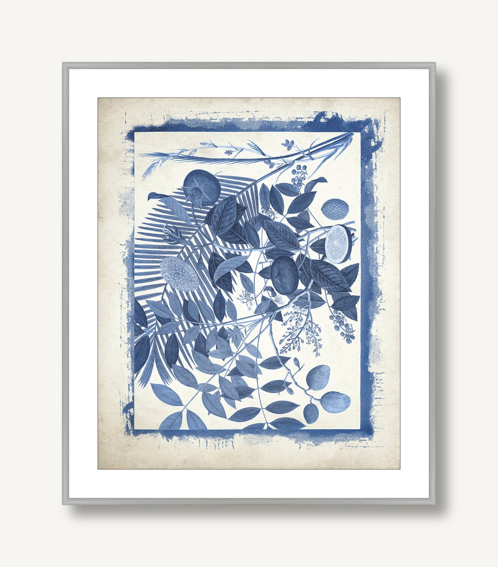 Botanicals Recast in Blue 5 framed