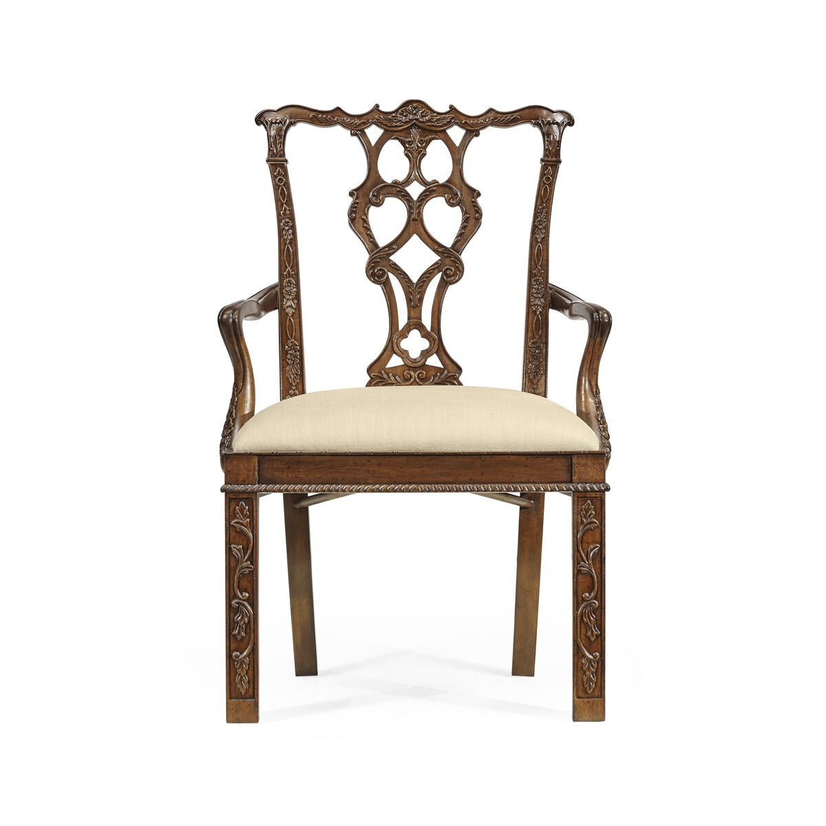 Chippendale Rococo Quatrefoil Arm Chair ( 492472-AC-MAH-F001 )