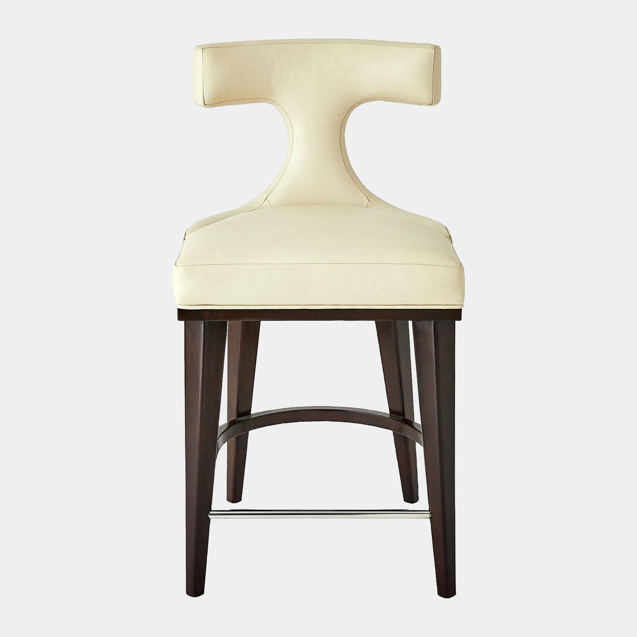 Anvil Back Counter Stool-Ivory Leather
