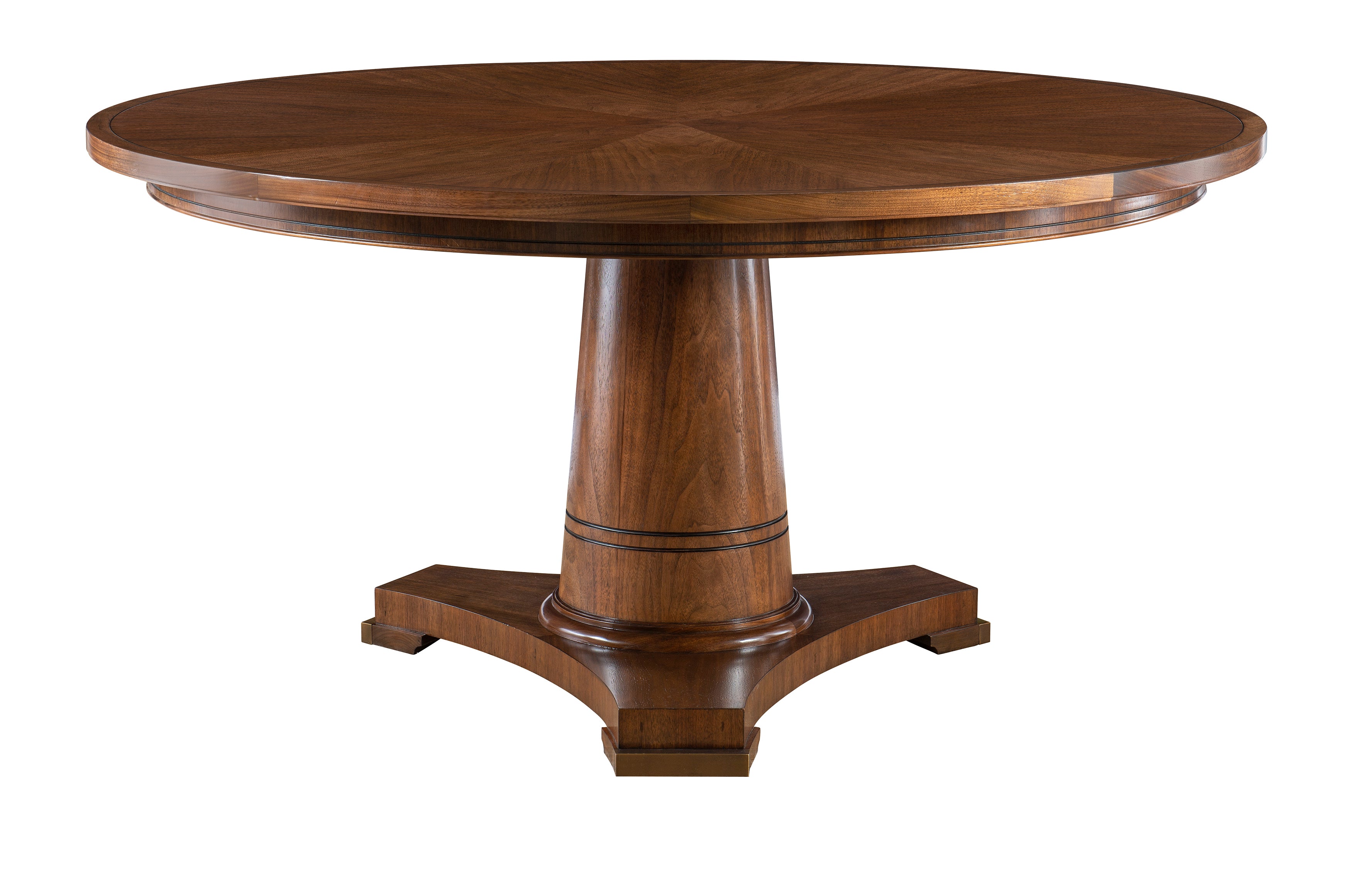 REGENCY ROUND DINING TABLE STOCKED IN TRUFFLE in Walnut Solids, French Walnut Veneers - Hickory Chair