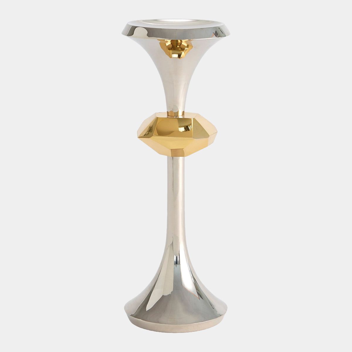 Gabriel Nickel Candle Holder-Lg