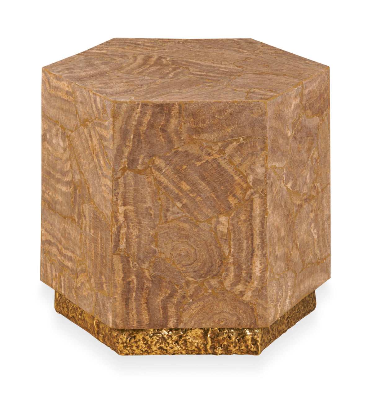 Aidan Hexagon Travertine Accent Table