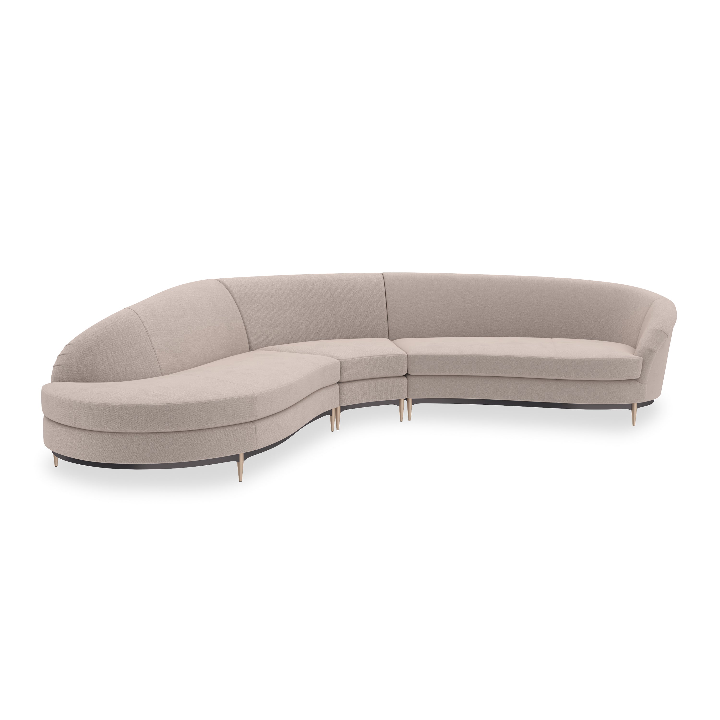*Three'S Company Lf Chaise 3Pc Sec - Ecr