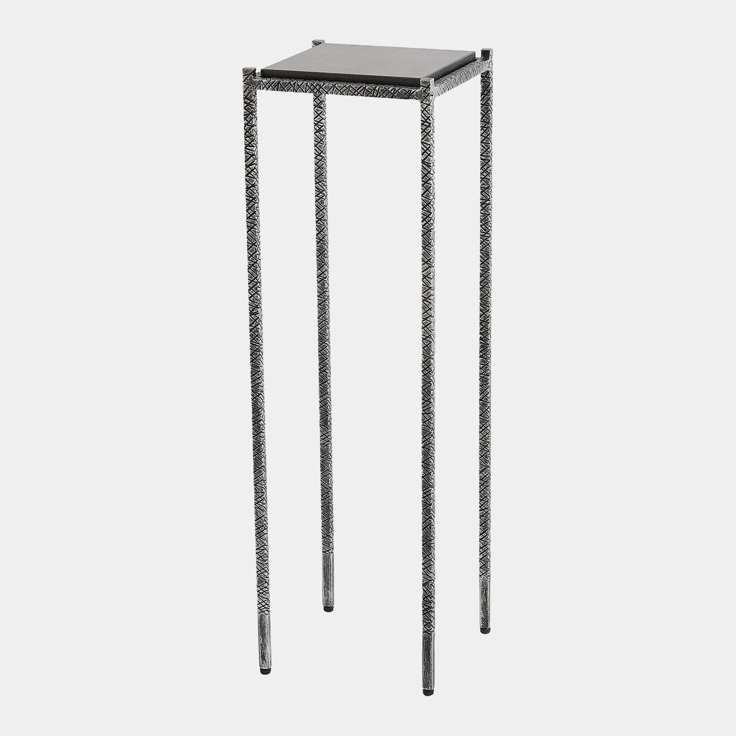 Shadrach Cut Iron Accent Table-Silver Leaf