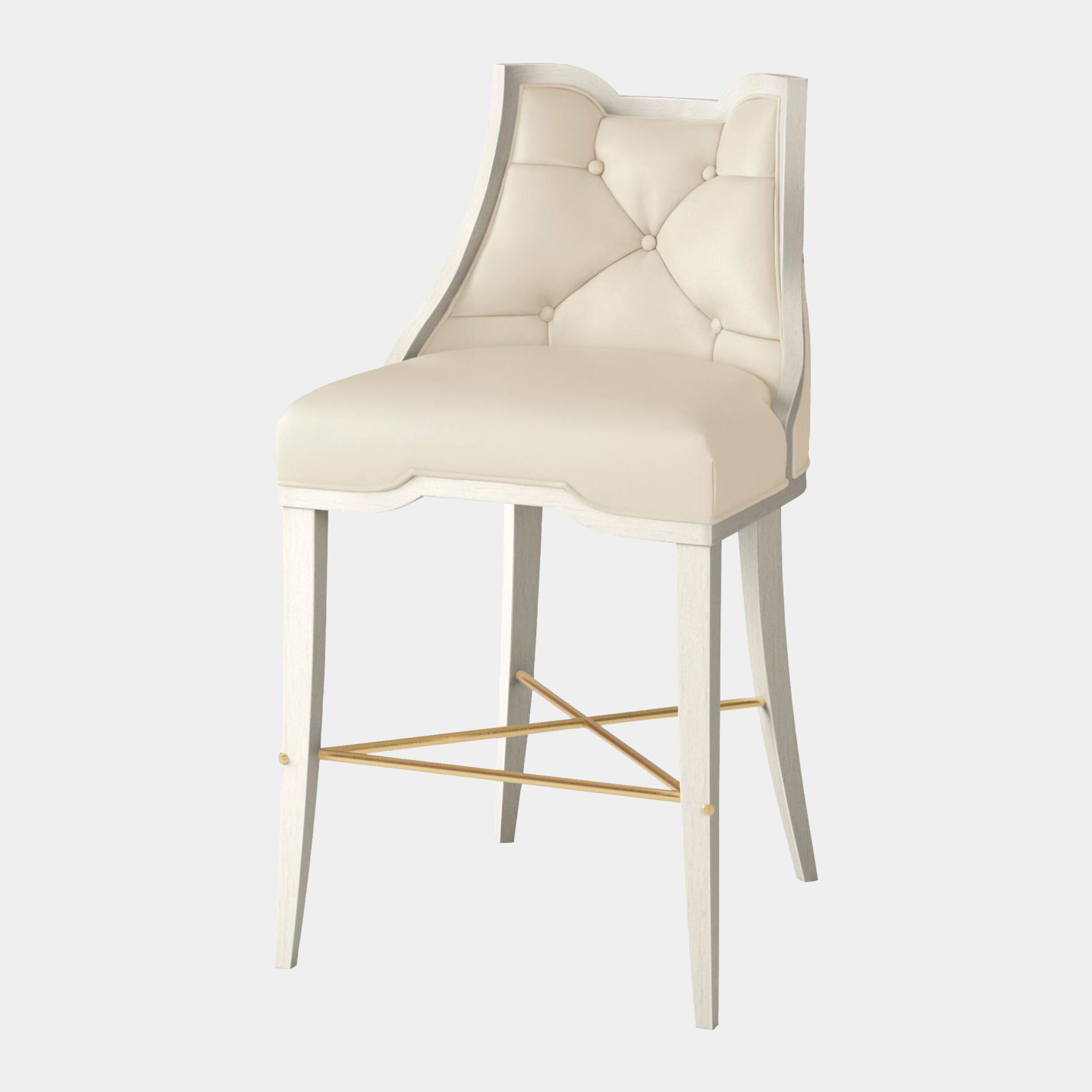 Logan Counter Stool-Antique White-Milk Leather