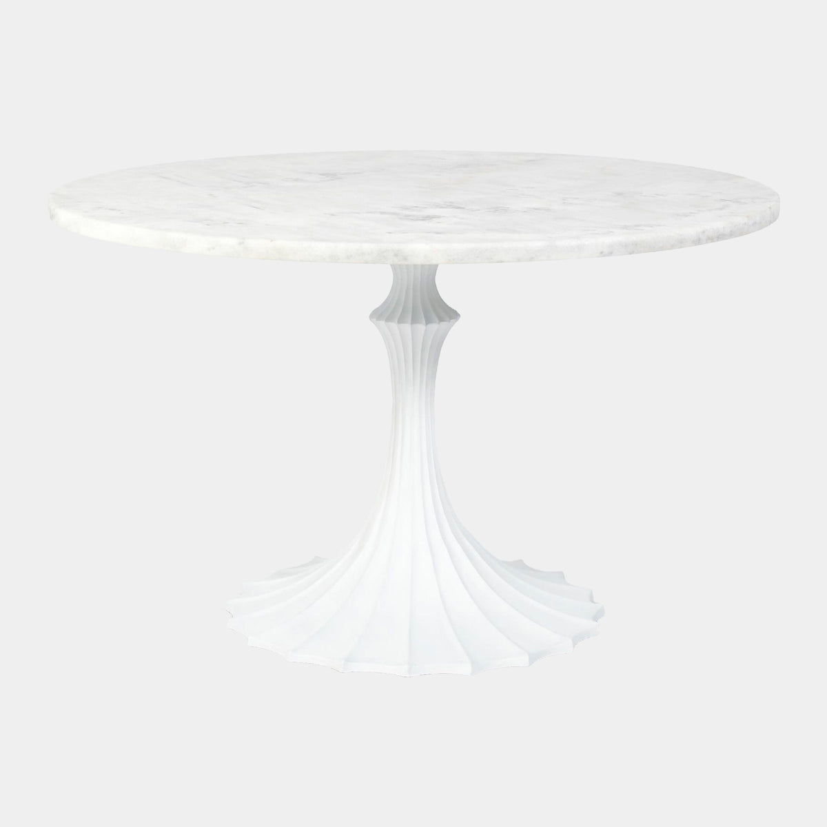 Landry Flute Table-48 Marble Top-34 White Base
